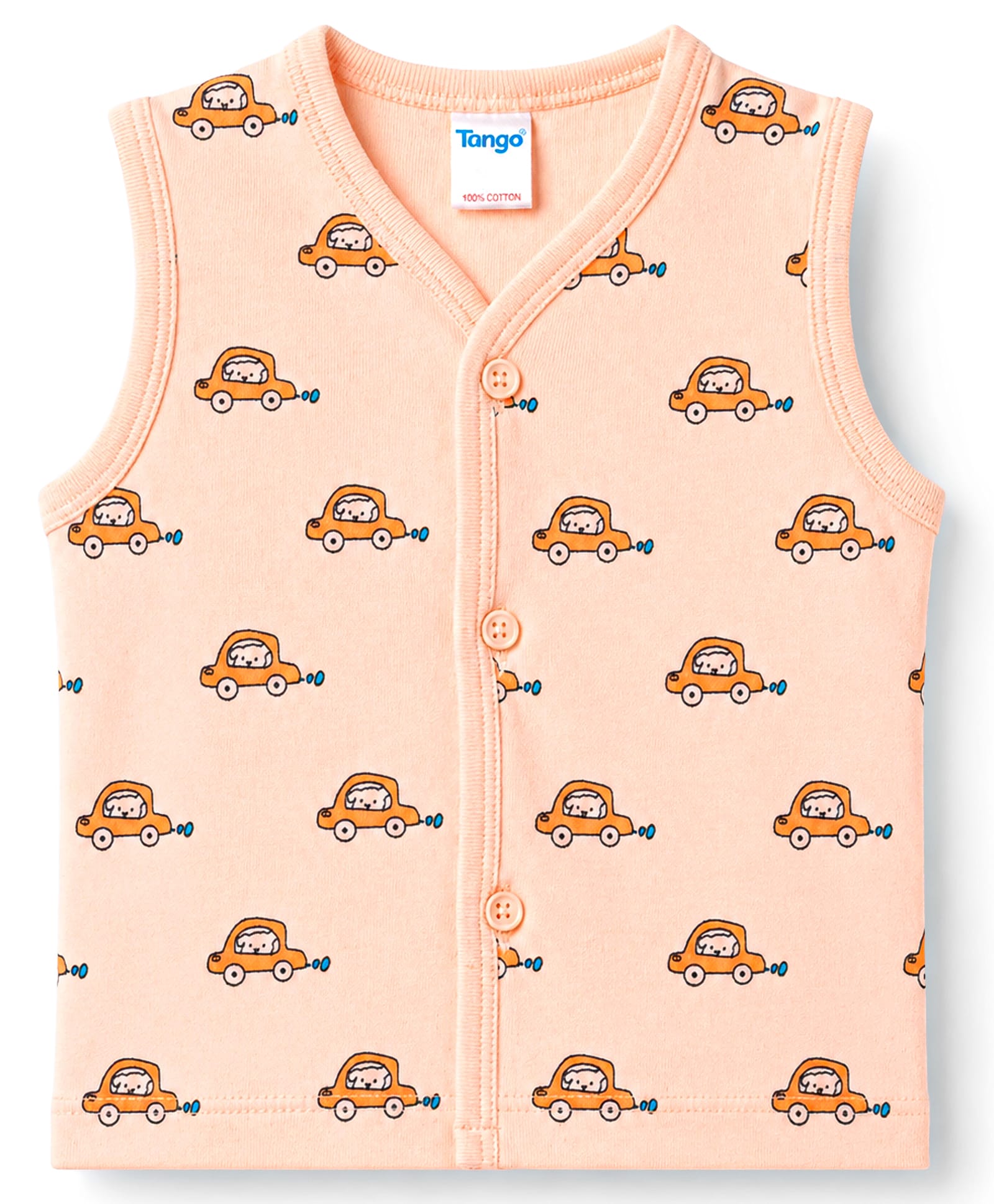 Tango Interlock Knit Sleeveless Jhabla with Car Print - Pink-picture-3