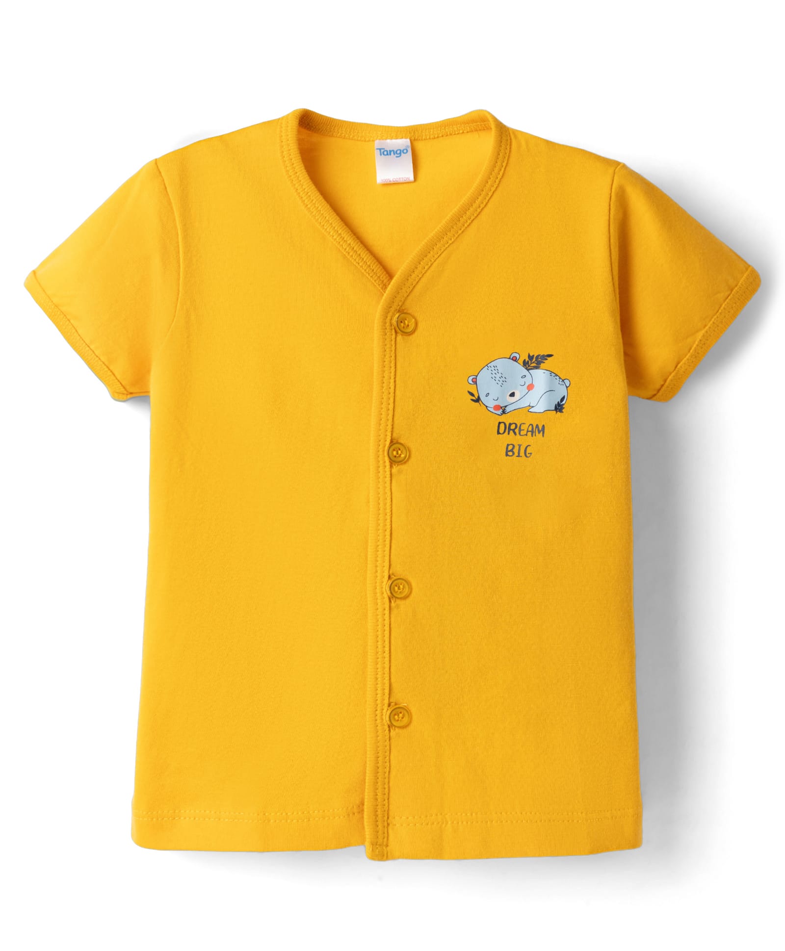 Tango Single Jersey Knit Half Sleeves Jhabla with Animal Print - Golden-picture-20