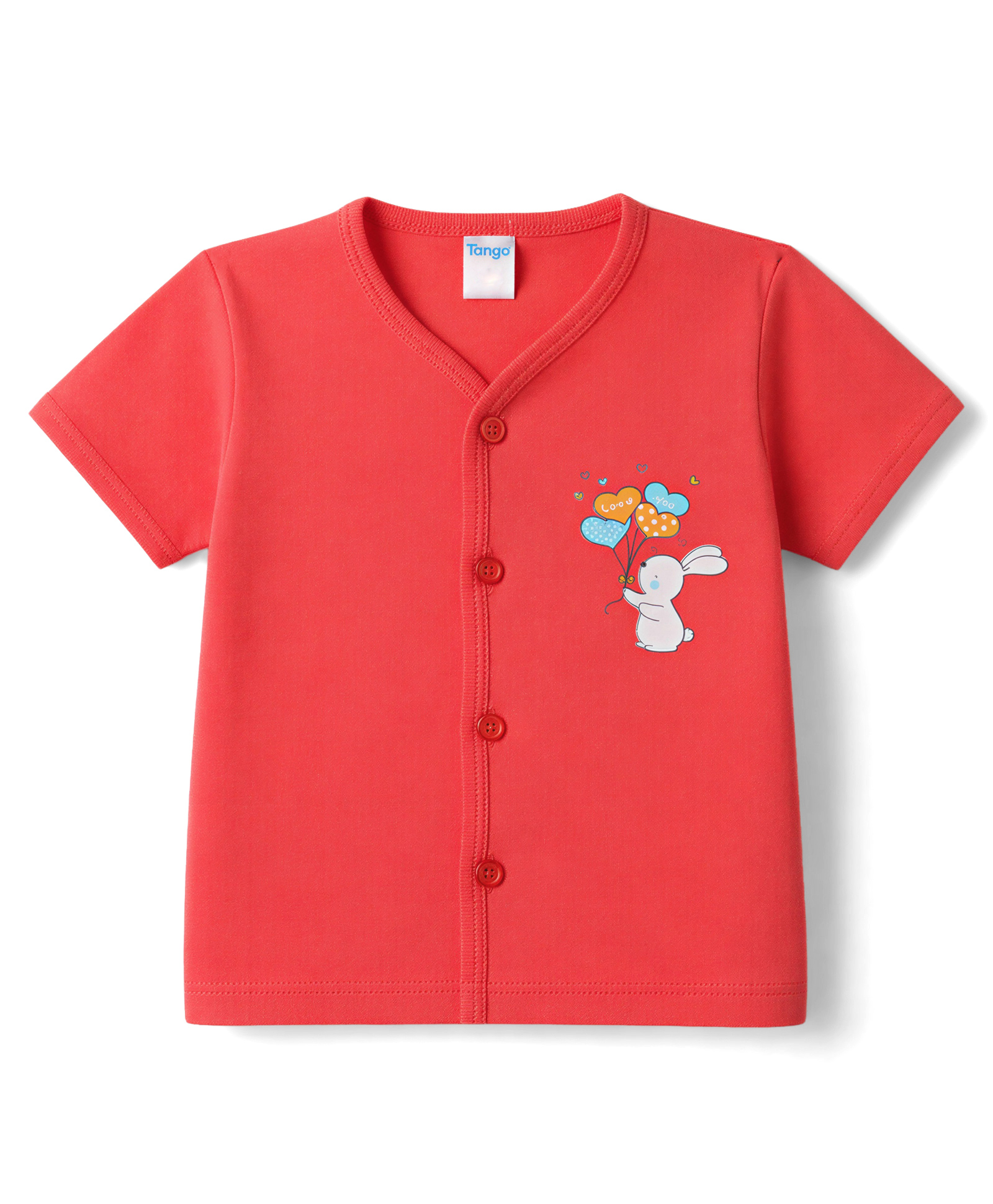 Tango Single Jersey Knit Half Sleeves Jhabla with Bunny Print - Red-picture-49