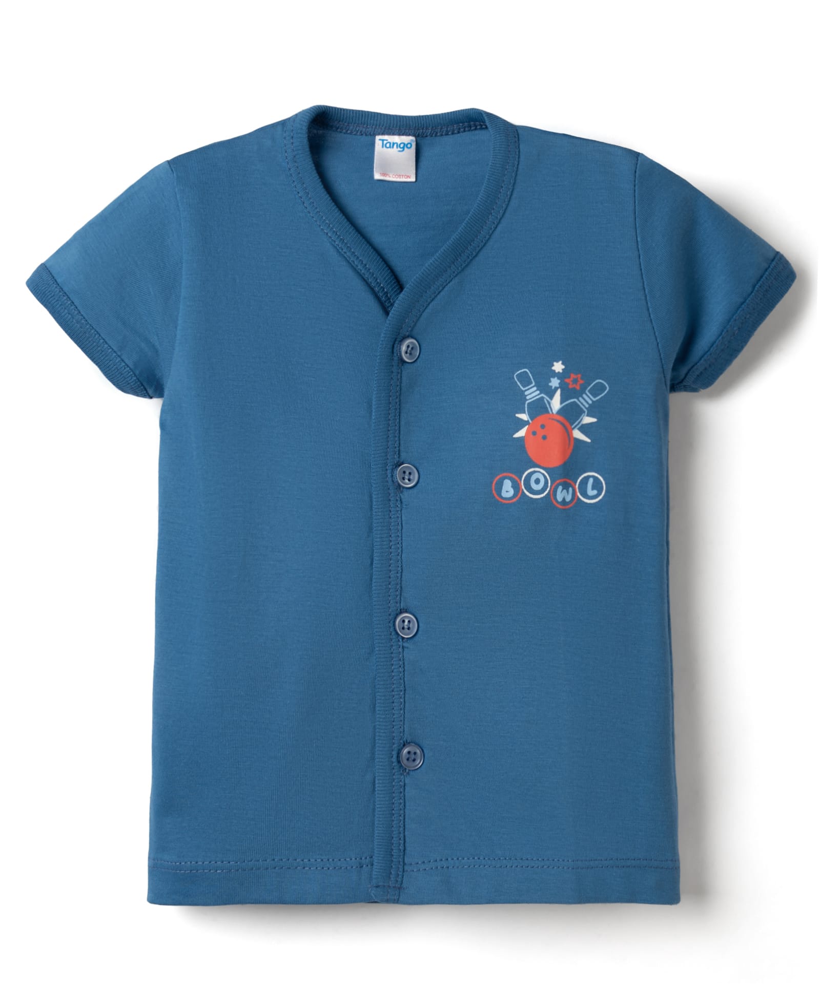 Tango Single Jersey Knit Half Sleeves Jhabla with Bowling Print - Blue-image-25