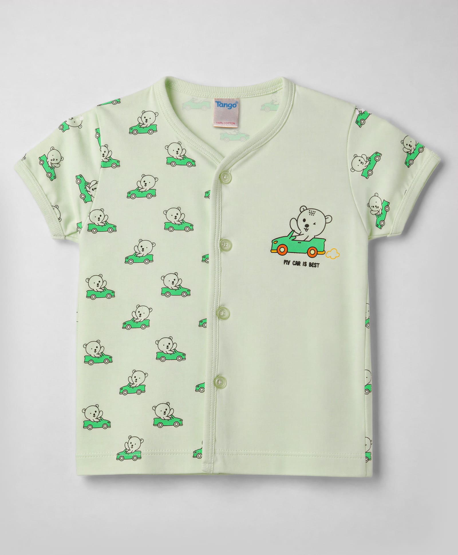 Tango Single Jersey Knit Half Sleeves Jhabla with Teddy Print - Green-image-18