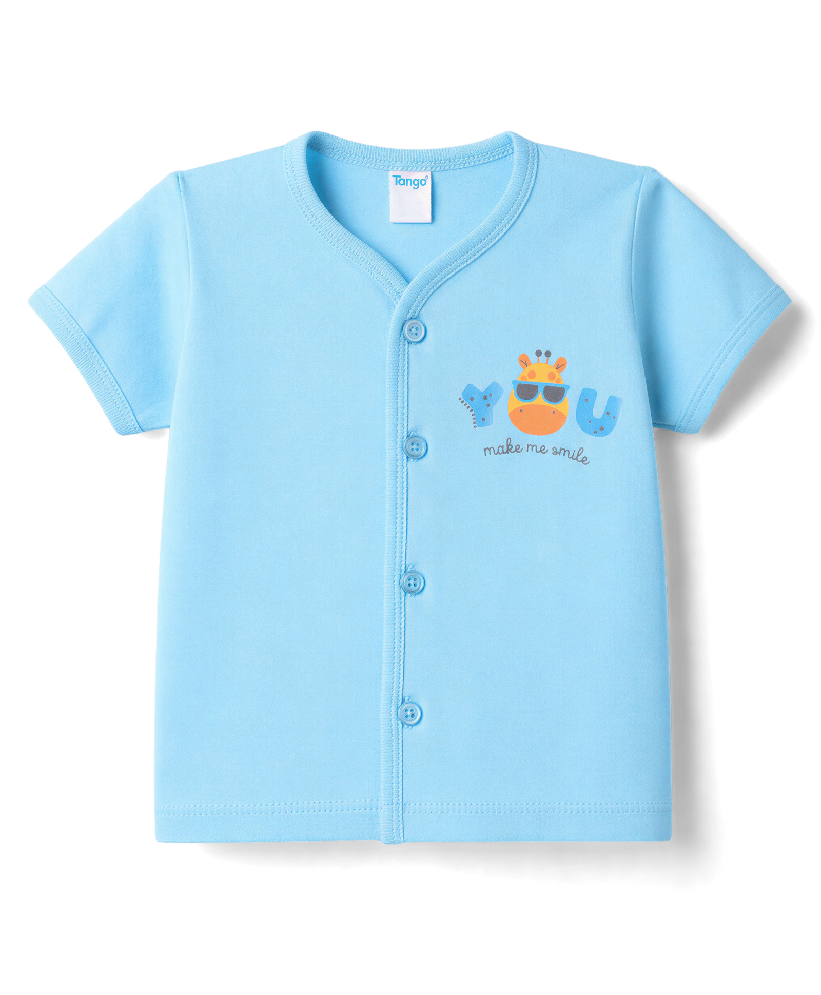 Tango Single Jersey Knit Half Sleeves Jhabla with Giraffe Print - Blue-picture-37