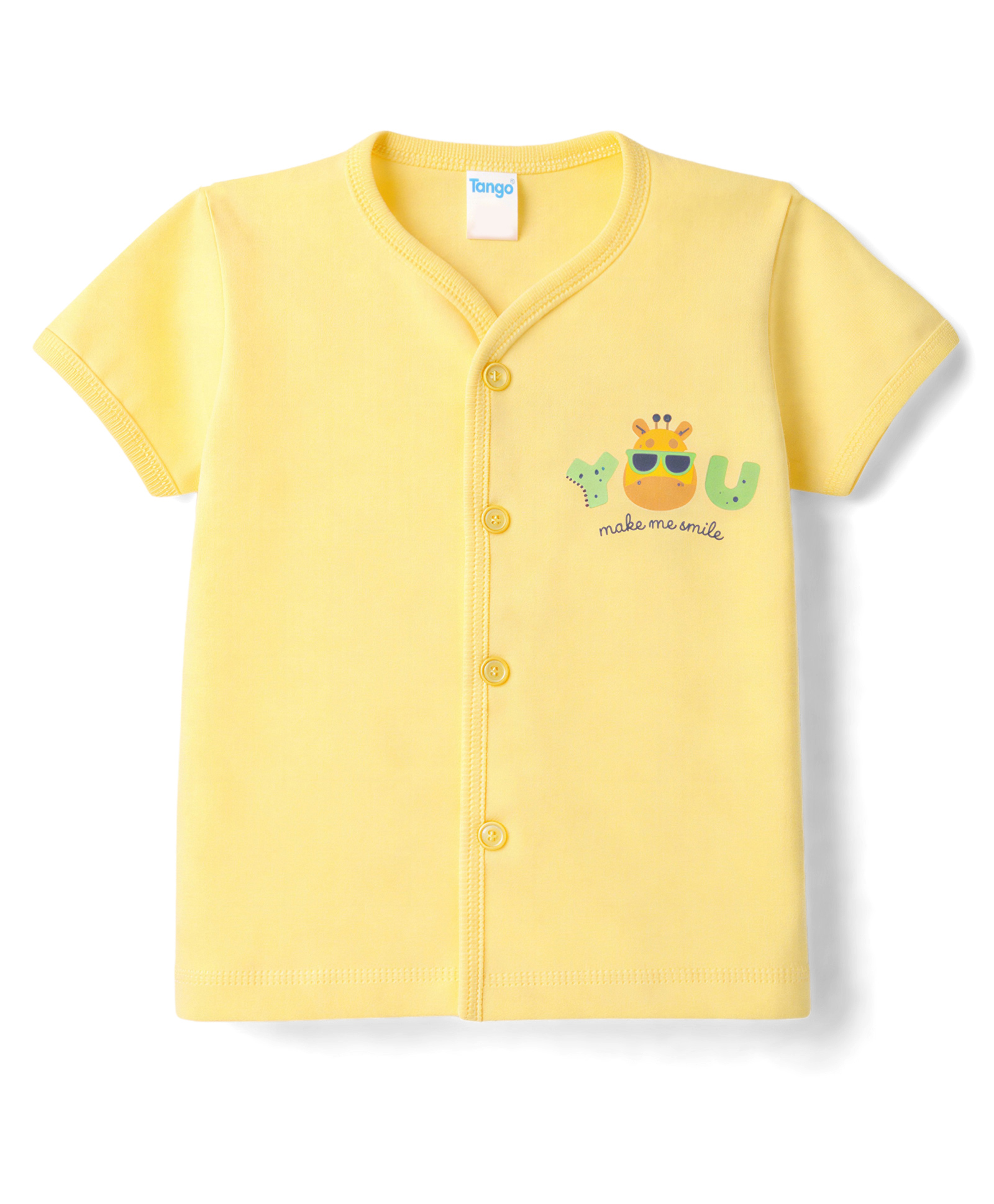 Tango Single Jersey Knit Half Sleeves Jhabla with Giraffe Print - Yellow-picture-22