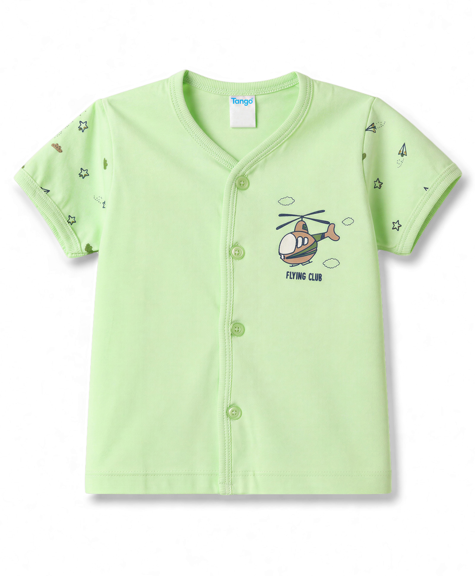 Tango Single Jersey Knit Half Sleeves Jhabla with Helicopter Print - Green-image-26