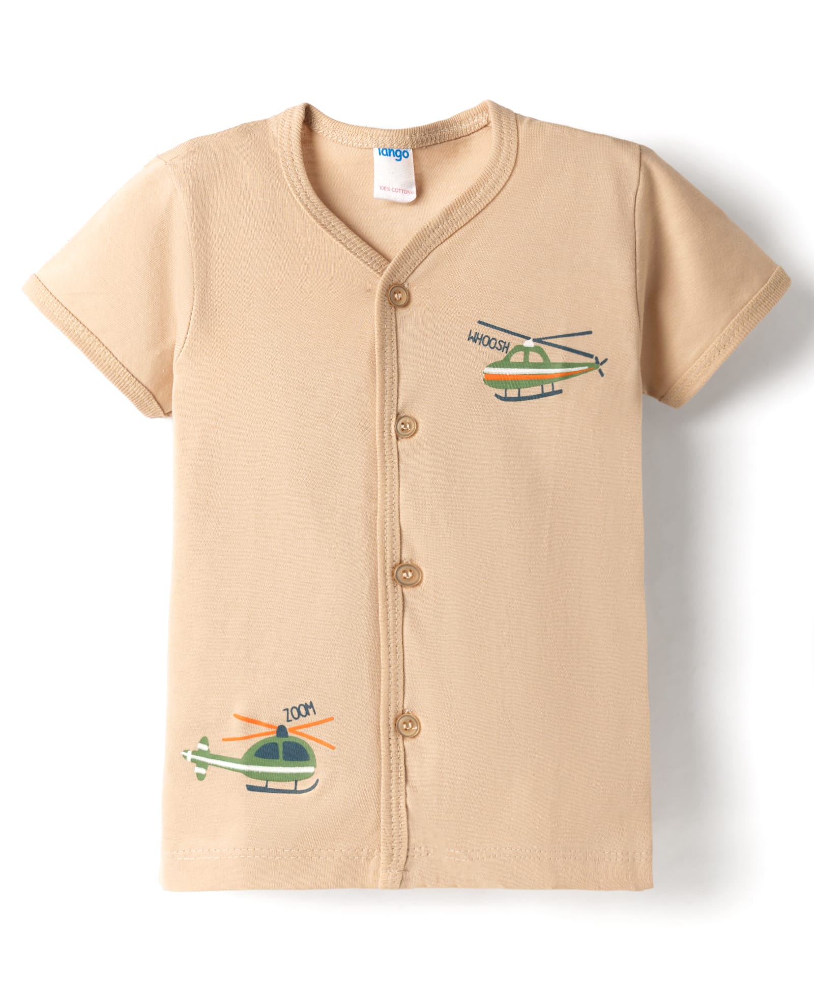 Tango Single Jersey Knit Half Sleeves Jhabla with Helicopter Print - Brown-picture-42