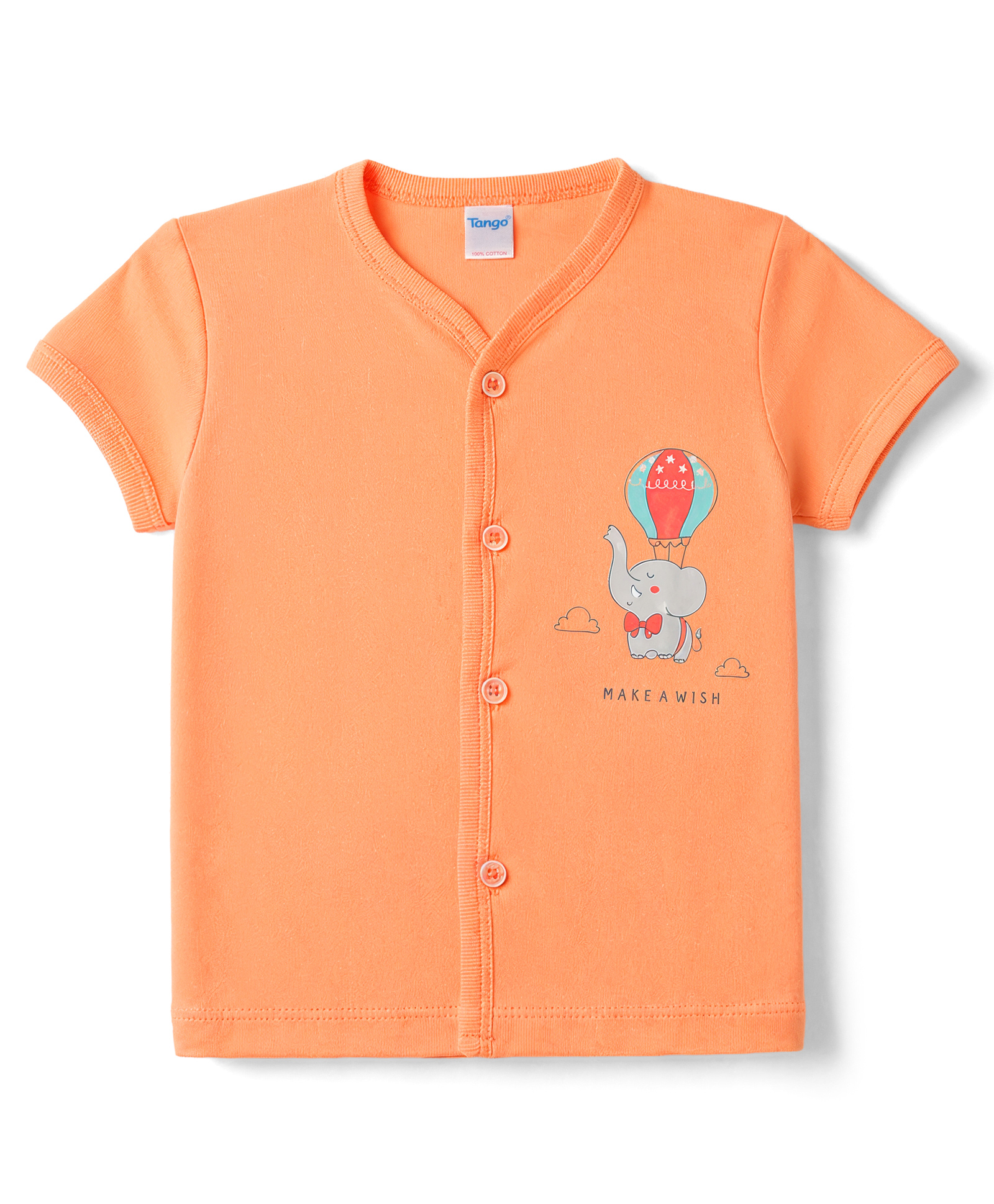 Tango Interlock Knit Half Sleeves Jhabla with Elephant Print - Orange-image-38