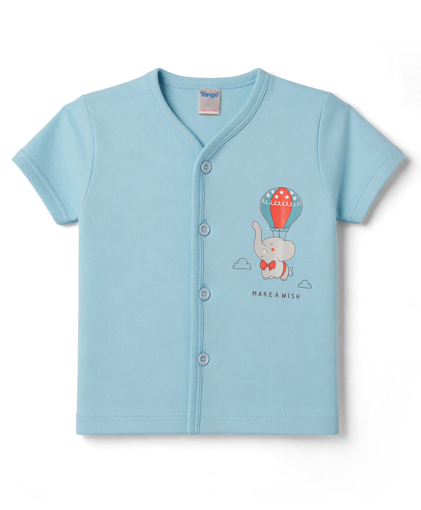 Tango Interlock Knit Half Sleeves Jhabla with Elephant Print - Blue-image-16