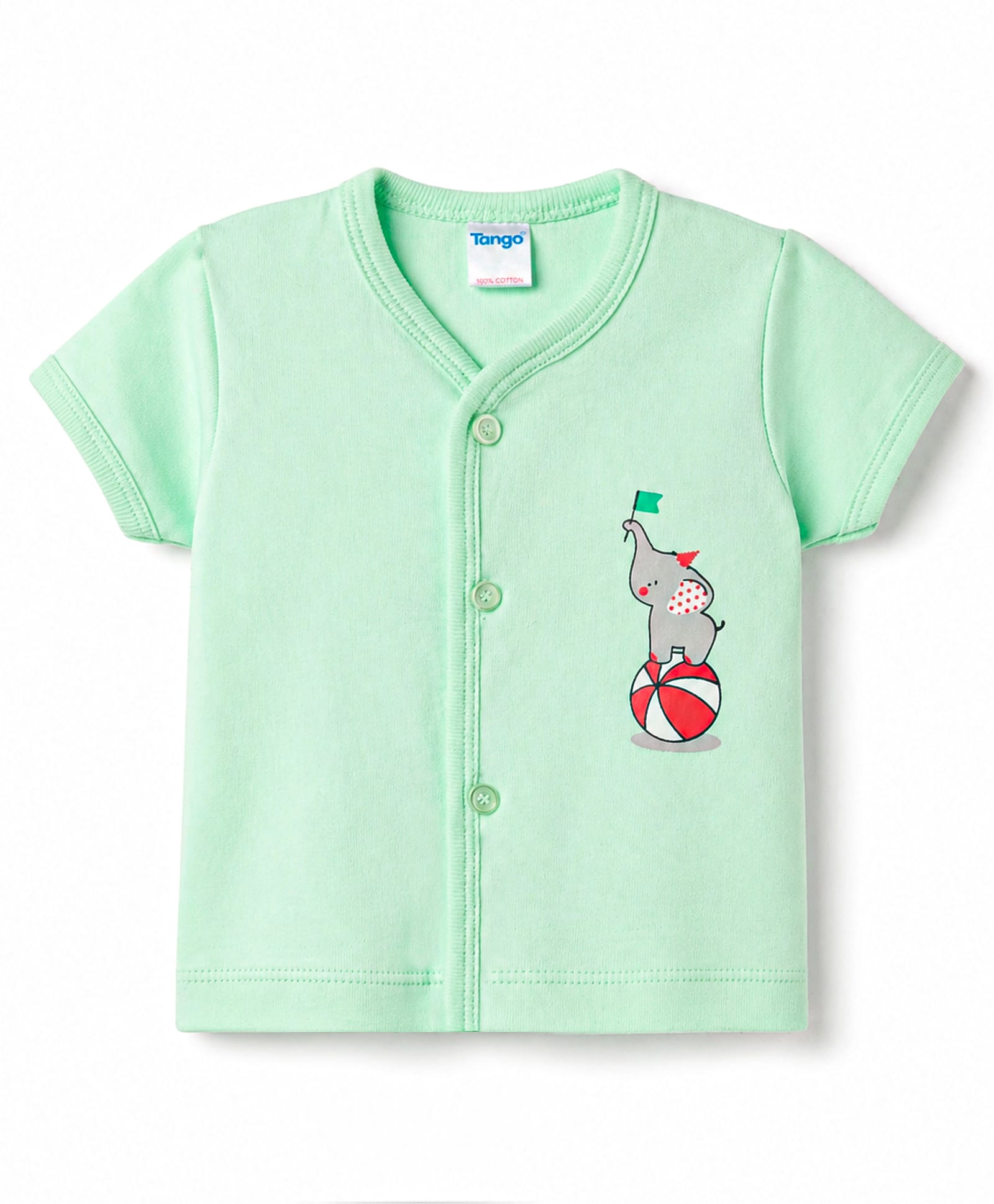 Tango Interlock Knit Half Sleeves Jhabla with Elephant Print - Green-picture-25