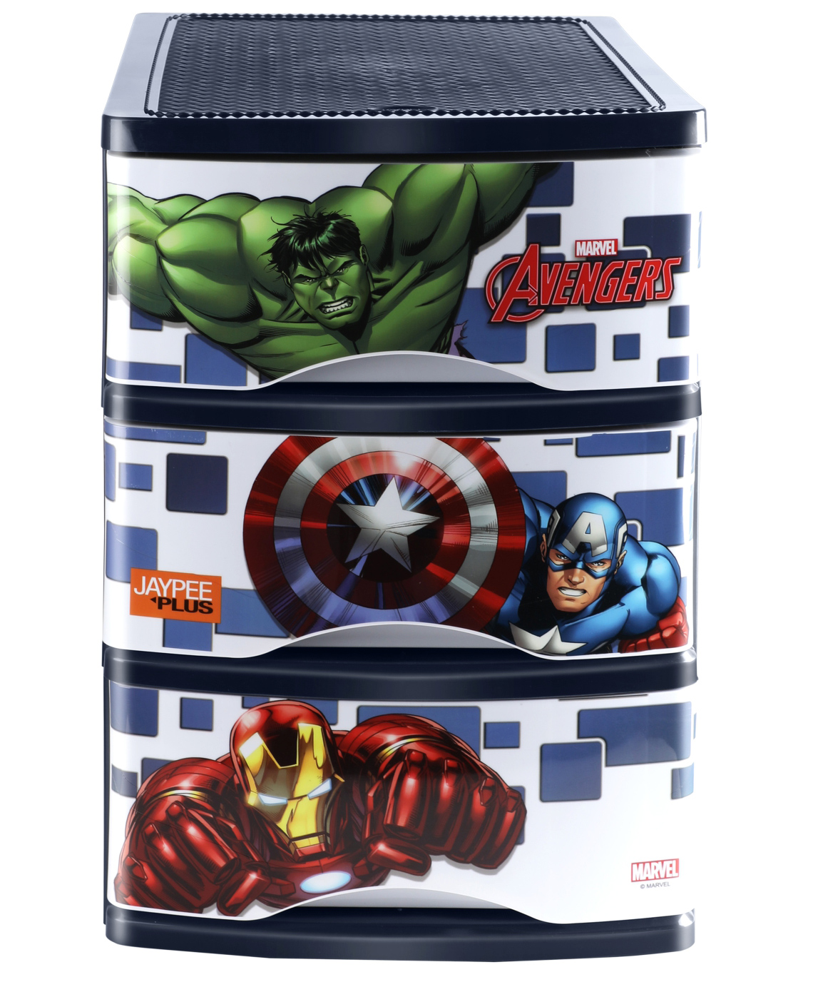 Jaypee Plus Inspace Prime Marvel Avengers Multi Purpose Organizer Storage Box for Kids Space Saving Stackable Rack Wardrobe Cabinet 3 Compartments - Dark Blue-image-11