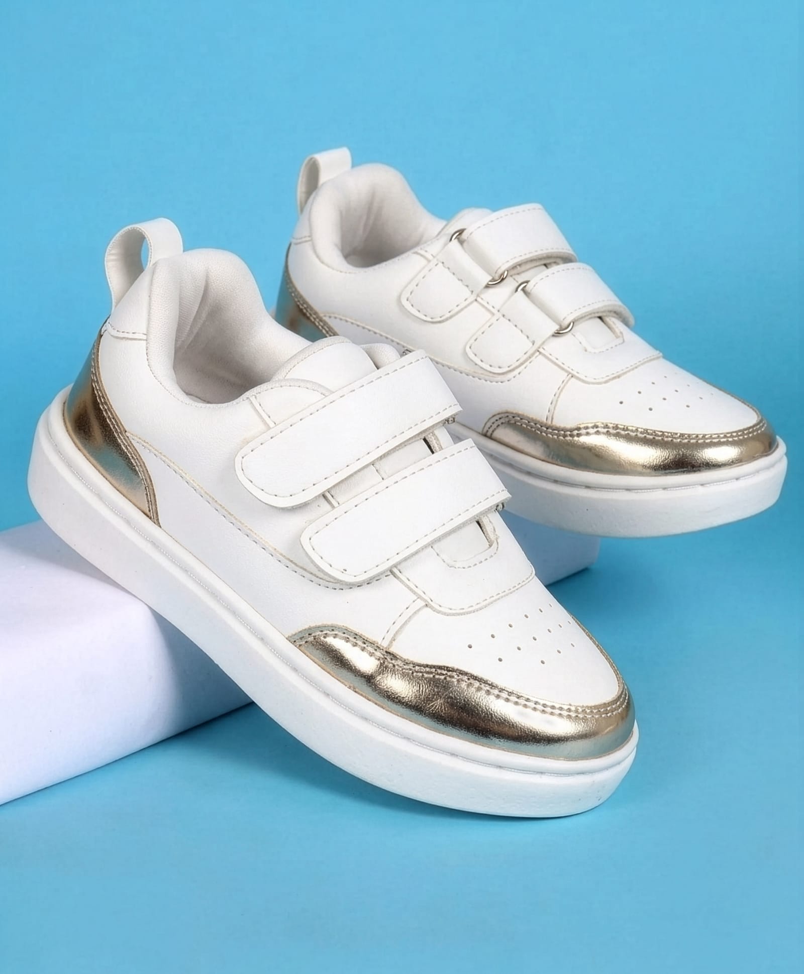 Pine Kids Velcro Closure Solid Colour Casual Shoes - Golden-picture-39