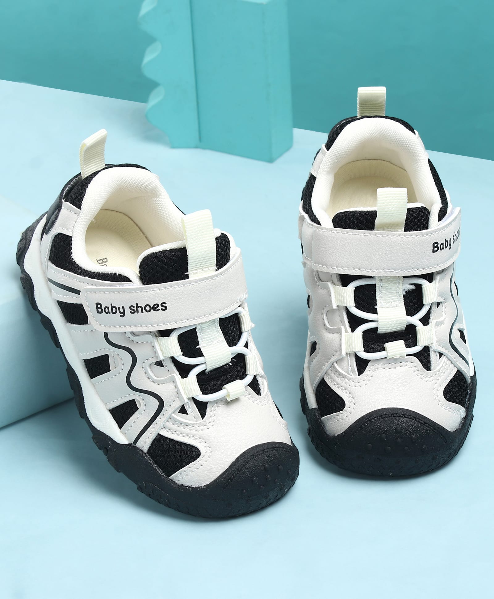 KIDLINGSS Colour Blocked Mesh Detailed Velcro Closure Shoes - Black-picture-33