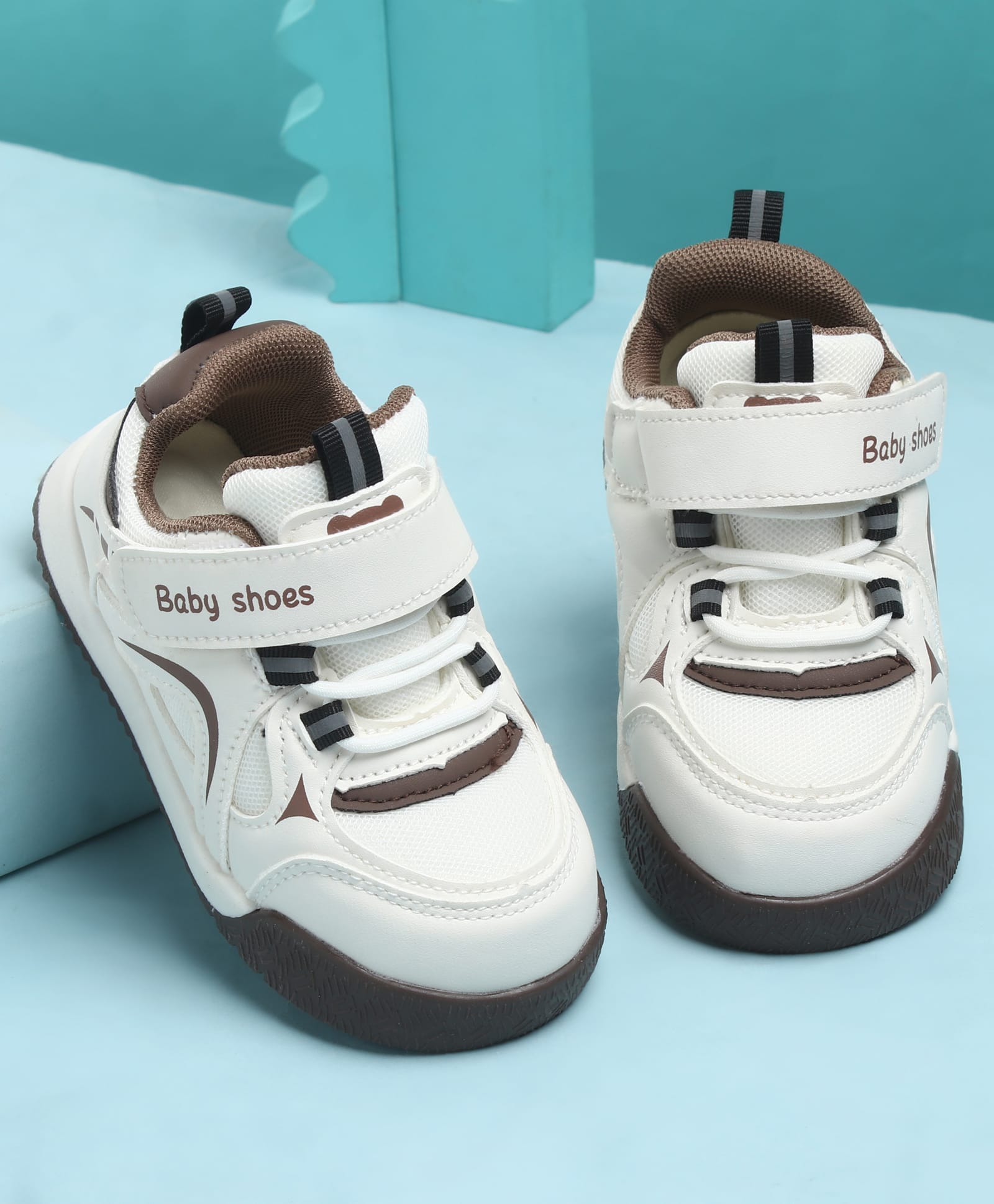KIDLINGSS Abstract Designed Velcro Closure Shoes - Brown-picture-17