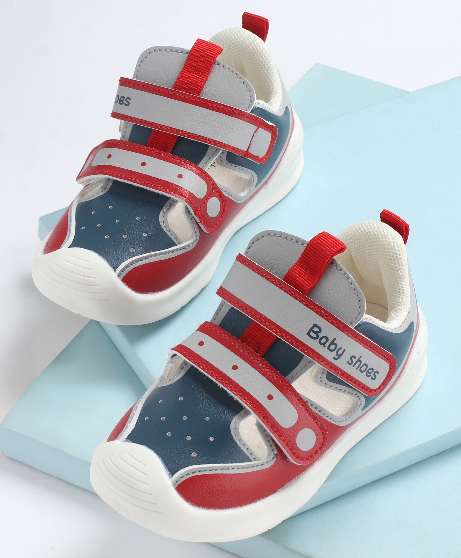 KIDLINGSS Colour Blocked Velcro Closure Shoes - Red-image-39