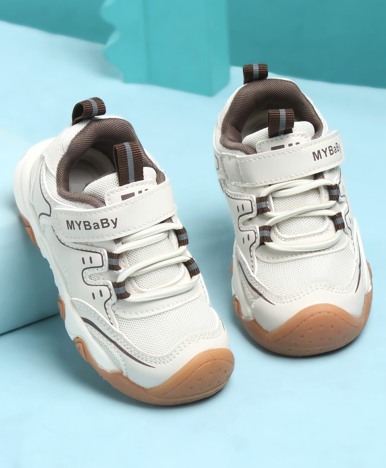 KIDLINGSS Mesh Detailed Velcro Closure Shoes - Brown-image-26