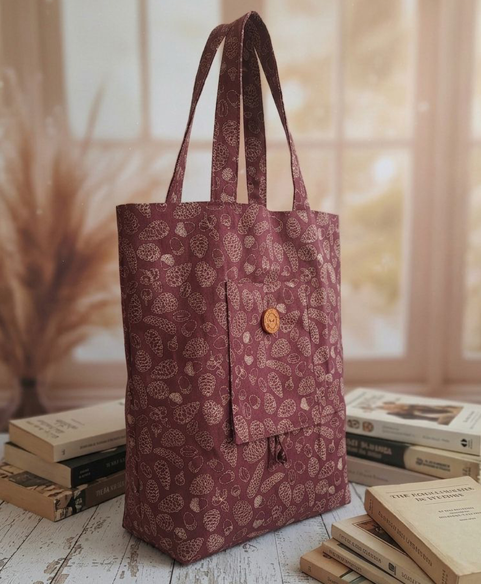 Rustic Blends Pack of 3 foldable bag Pink-Navy-Burgundy-picture-14