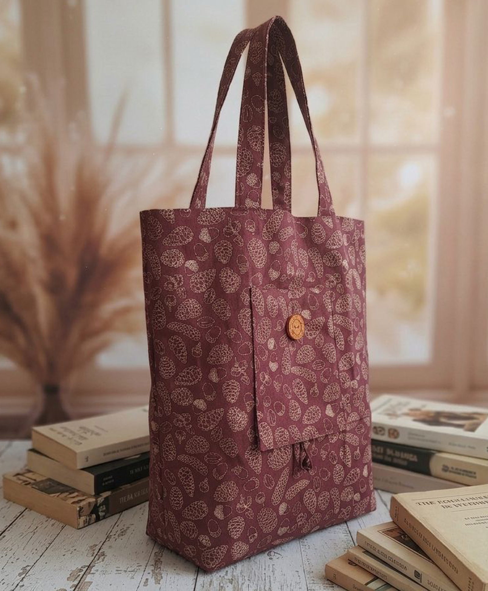 Rustic Blends Pack of 3 foldable bag Navy-Burgundy-Green-image-28