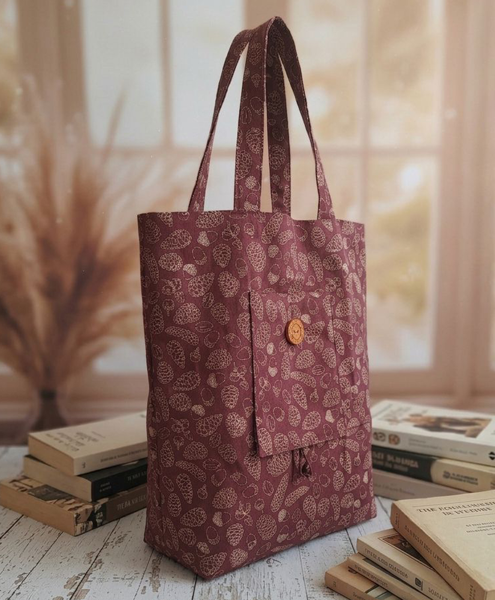 Rustic Blends Pack of 3 foldable bag Teal-Burgundy-Green-image-28