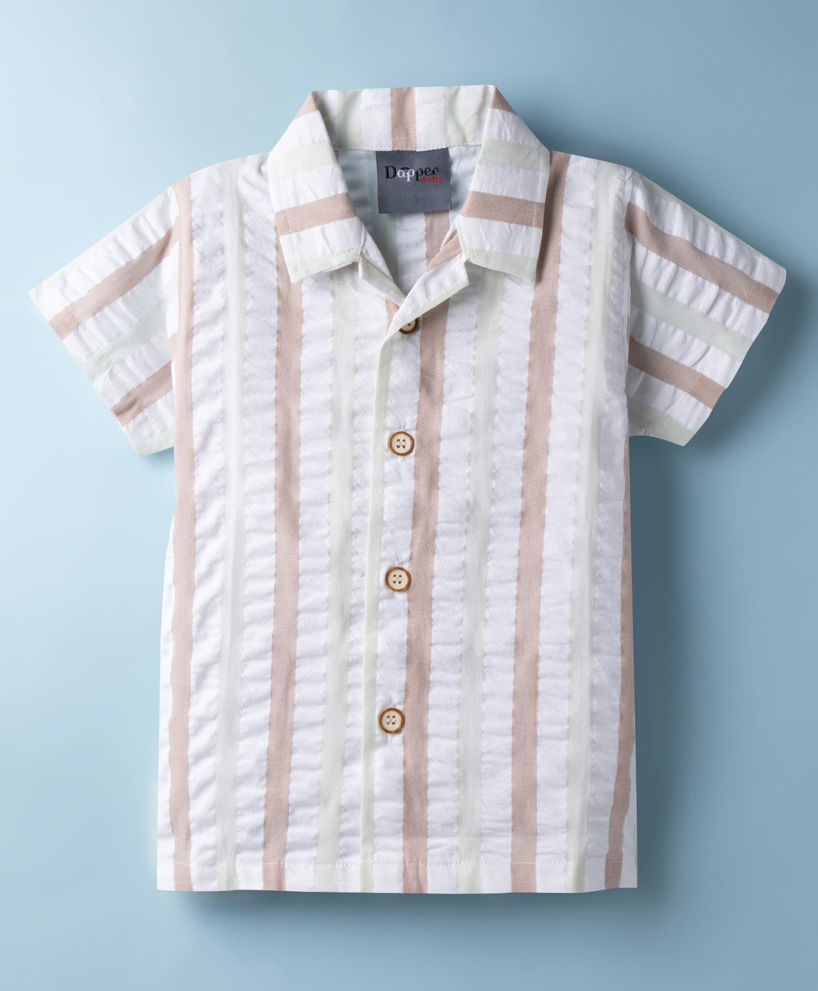 Dapper Dudes Cotton Woven Half Sleeves Striped Shirt Light Green 12-24 Months-picture-29