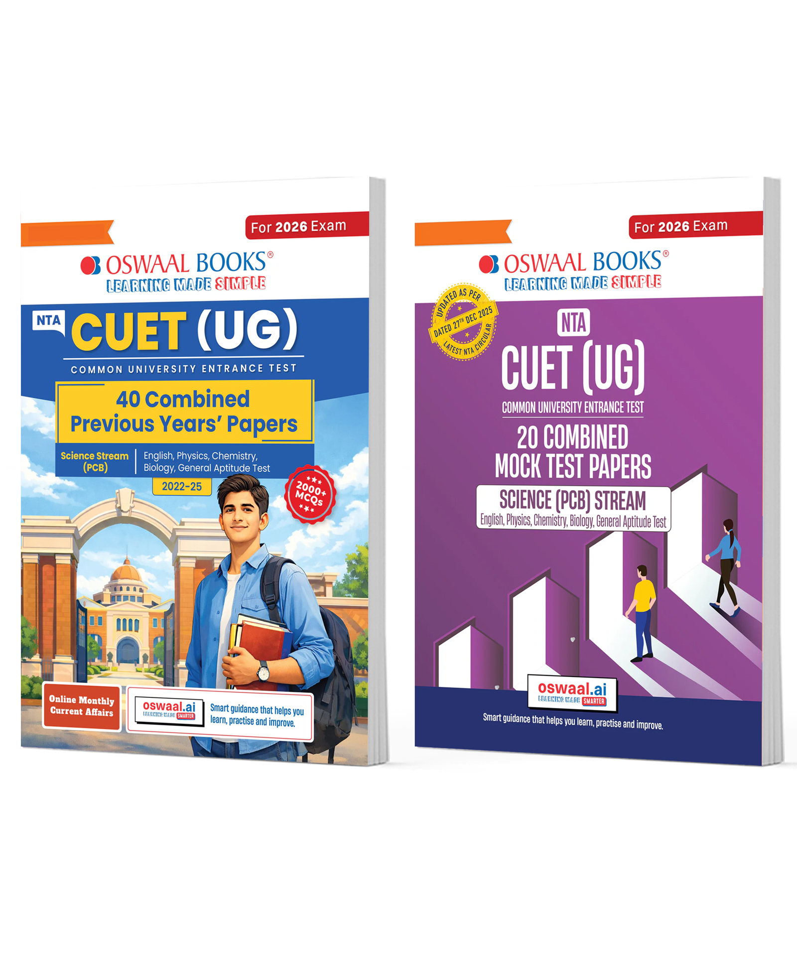 OSWAAL BOOKS NTA CUET (UG) 40 Combined Previous Years Solved Papers & 20 Combined Mock Test Papers Science Stream (PCB) Eng, Phy, Chem, Biology & General Aptitude Test For 2026 Exam Set Of 2 Books-image-48