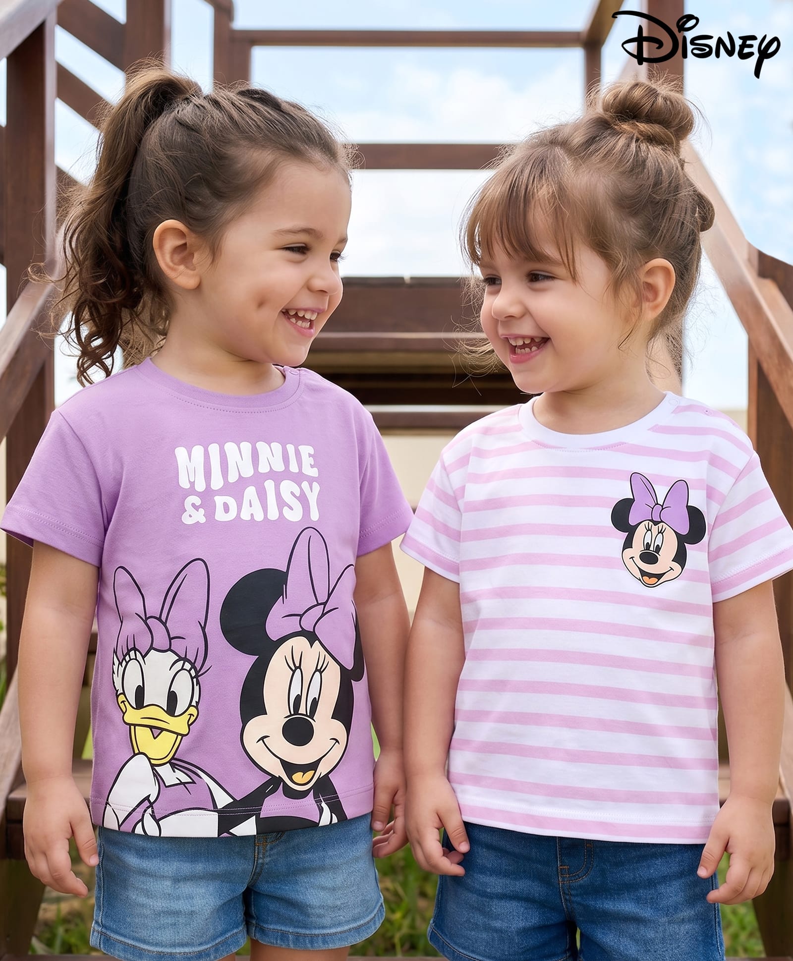 Bonfino Disney 100% Cotton Knit Half Sleeves T-Shirts With Stripes & Minnie Mouse & Friends Graphic Pack Of 2 - Purple-picture-10