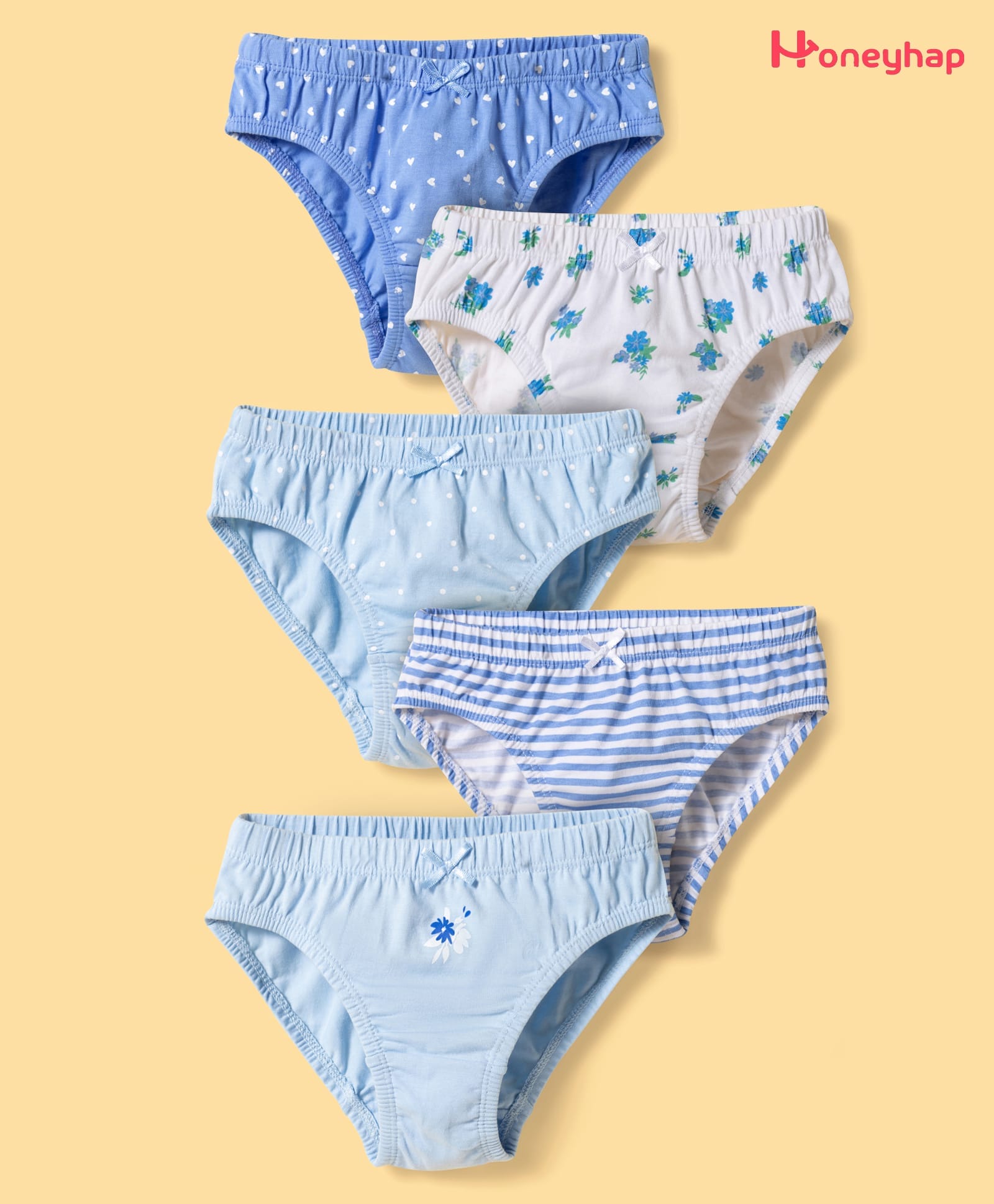 Honeyhap Premium Cotton Elastane Knit with Bio Finish Printed Panties Pack of 5 - Multicolor-image-38