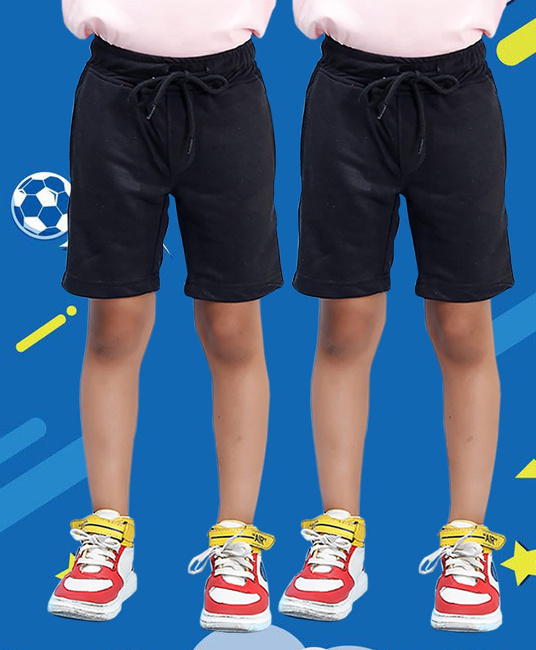 NUSYL Cotton Blend Knit Pack Of 2 Solid Shorts - Black-picture-13