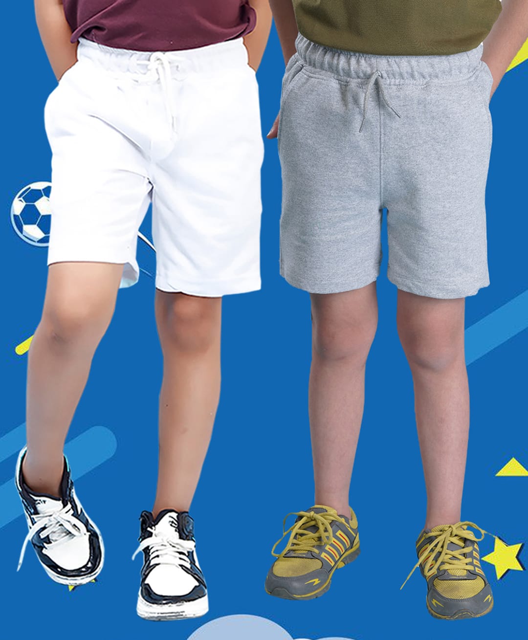 NUSYL Cotton Blend Knit Pack Of 2 Solid Shorts - White & Grey-picture-22