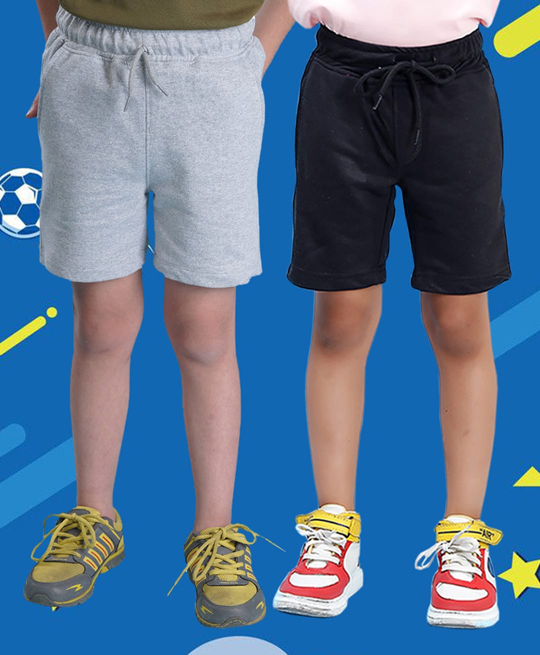 NUSYL Cotton Blend Knit Pack Of 2 Solid Shorts - Black & Grey-picture-37