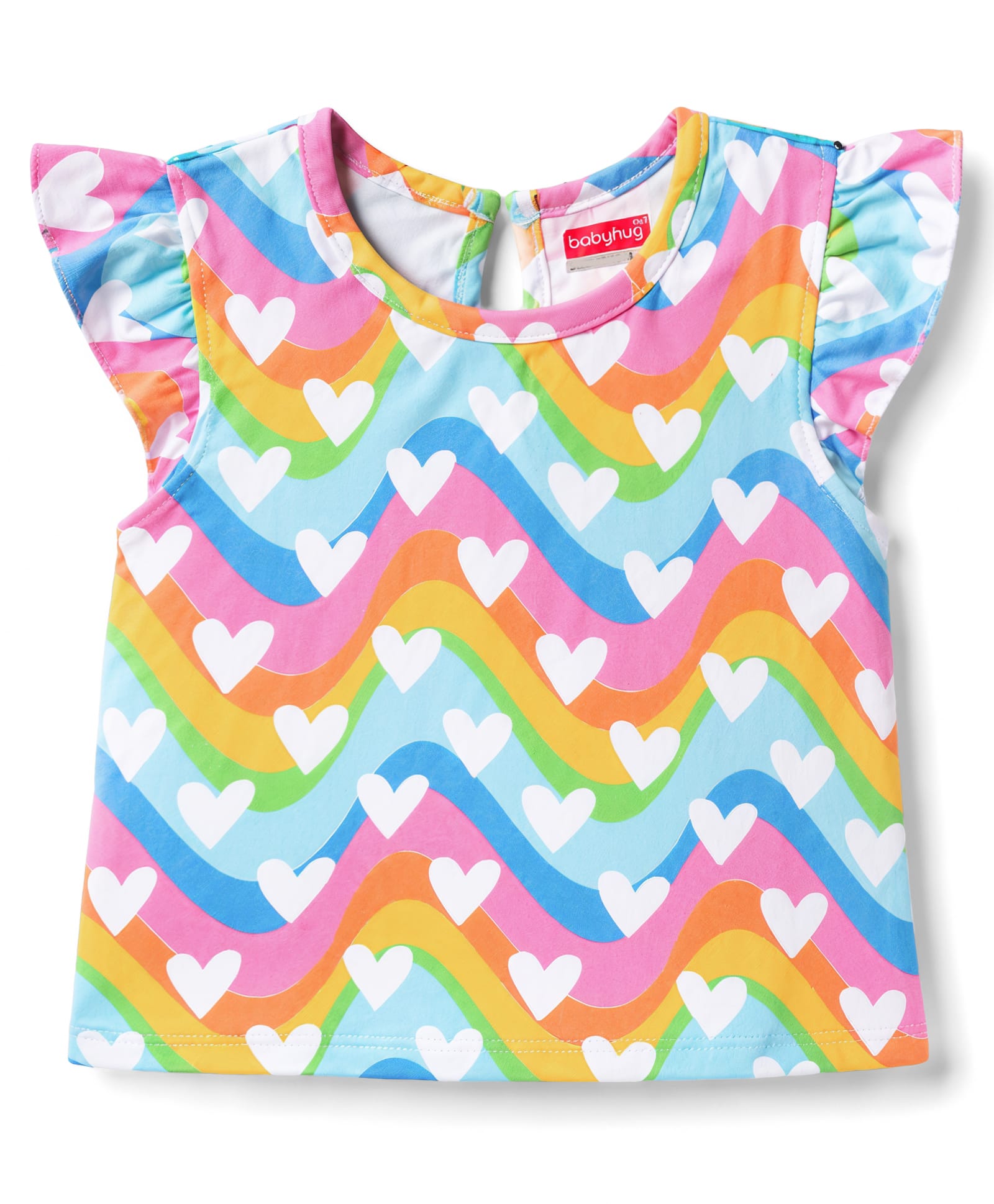 Babyhug Cotton Knit Half Sleeves T-Shirt With Heart Print - Multicolor-picture-25
