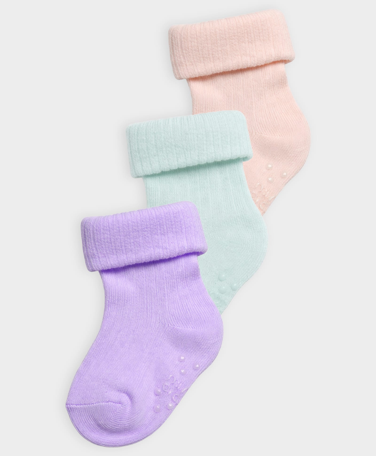 Mi Arcus Knit Set Of 3 Solid Anti Skid Socks - Multi Colour-image-17