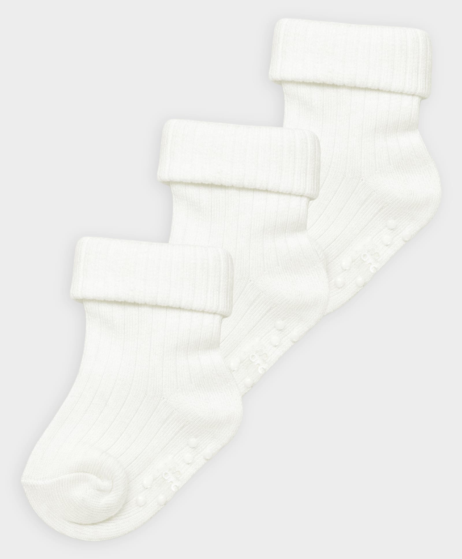 Mi Arcus Cotton Knit Pack Of 3 Solid Anti Skid Socks - White-picture-29