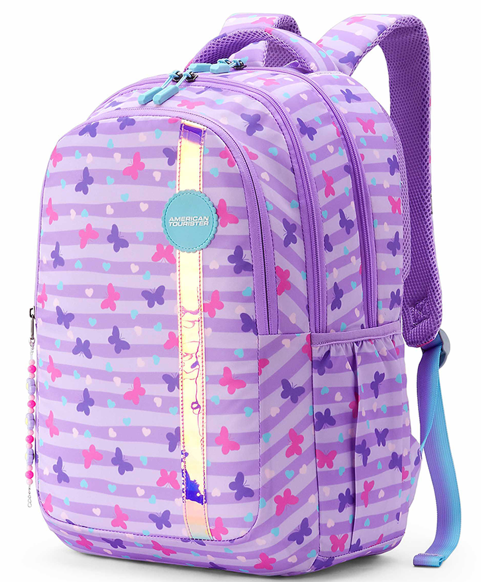 American Tourister Sway Height 18 Inches Girls Backpack with 3 Compartments & 2 Bottle Pockets 33 Liters Butterfly Design - Lavender-image-30
