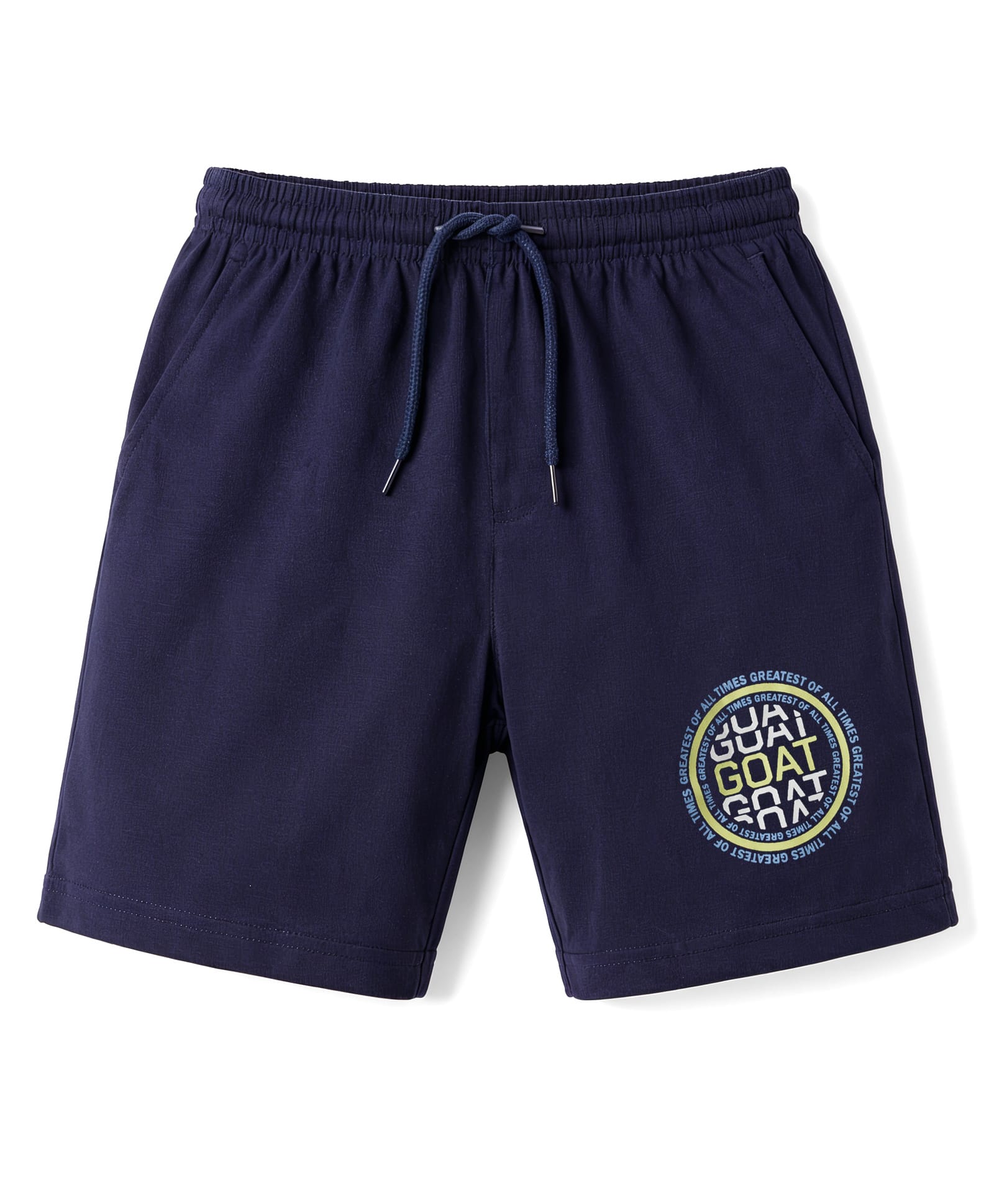 Taeko Single Jersey Knit Knee Length Shorts With Text Print - Navy Blue-picture-24