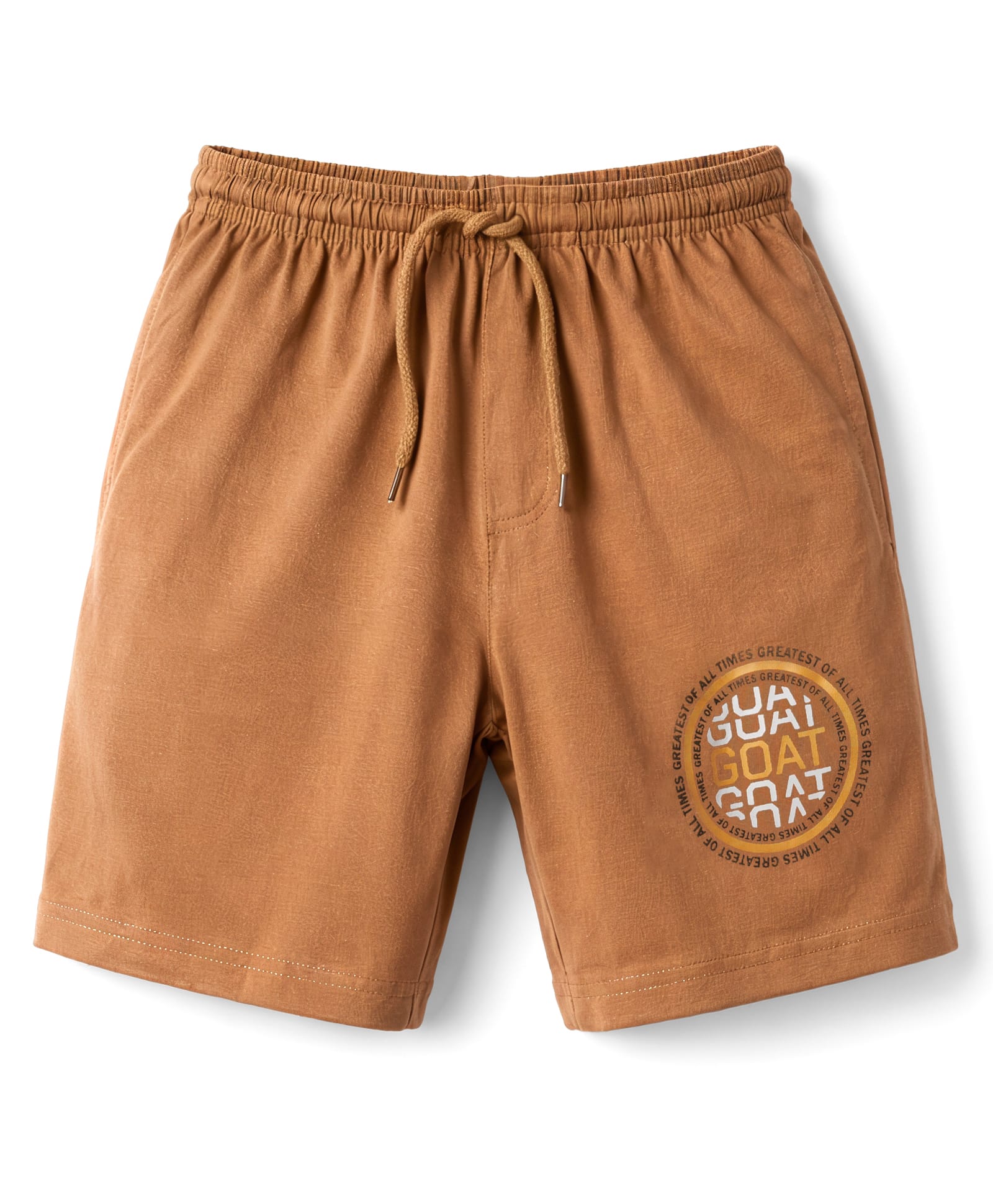 Taeko Single Jersey Knit Knee Length Shorts With Text Print - Bronze-picture-21