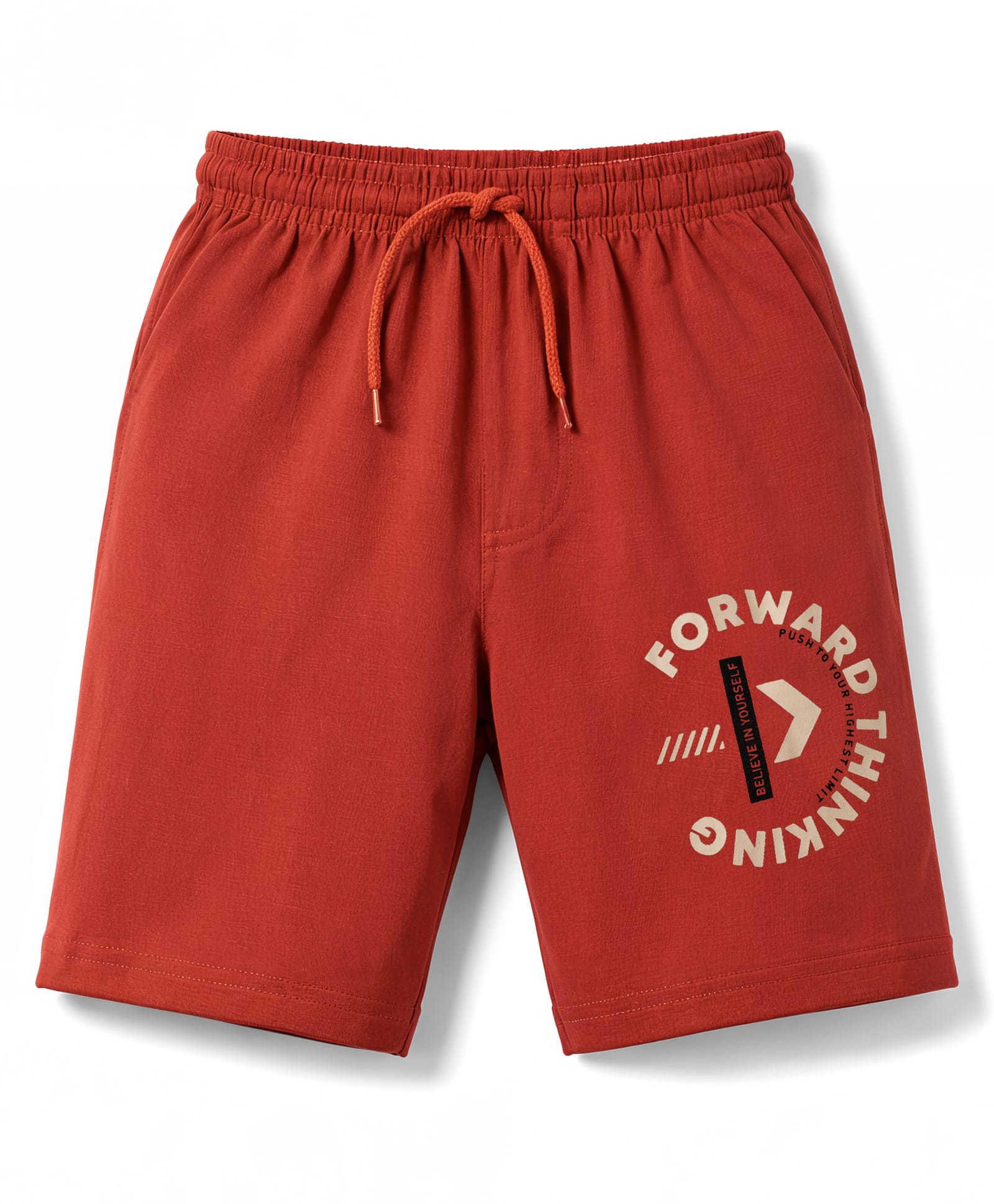 Taeko Single Jersey Knit Knee Length Shorts With Text Print - Dark Red-picture-34
