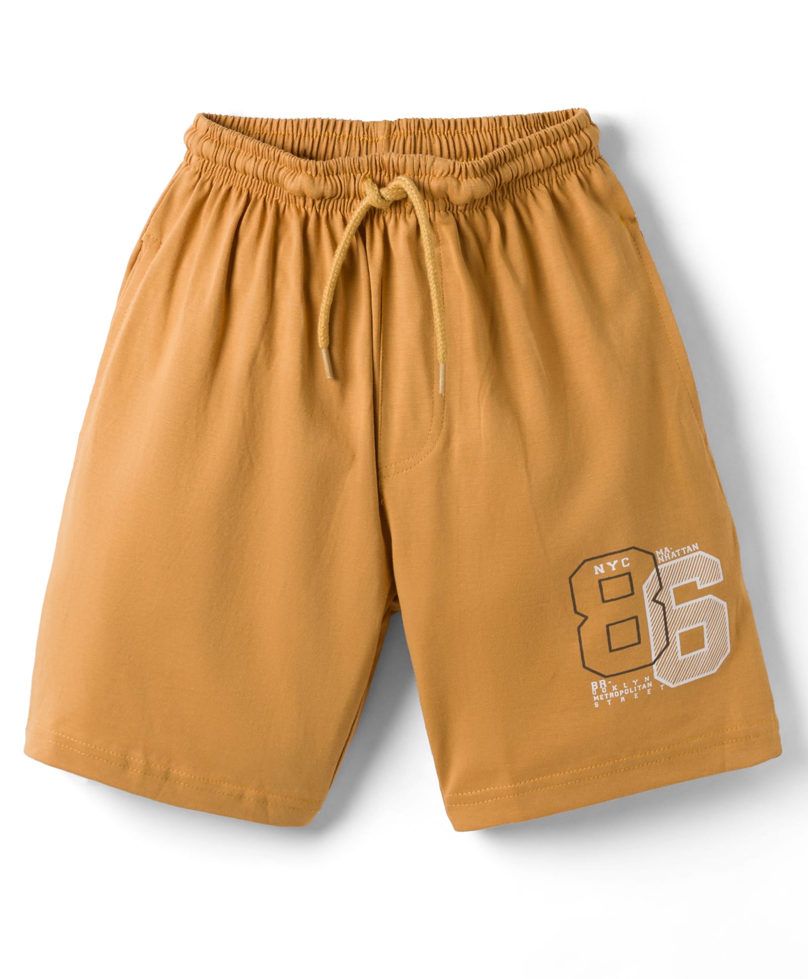 Taeko Single Jersey Knit Knee Length Shorts with Number Print - Golden-picture-15