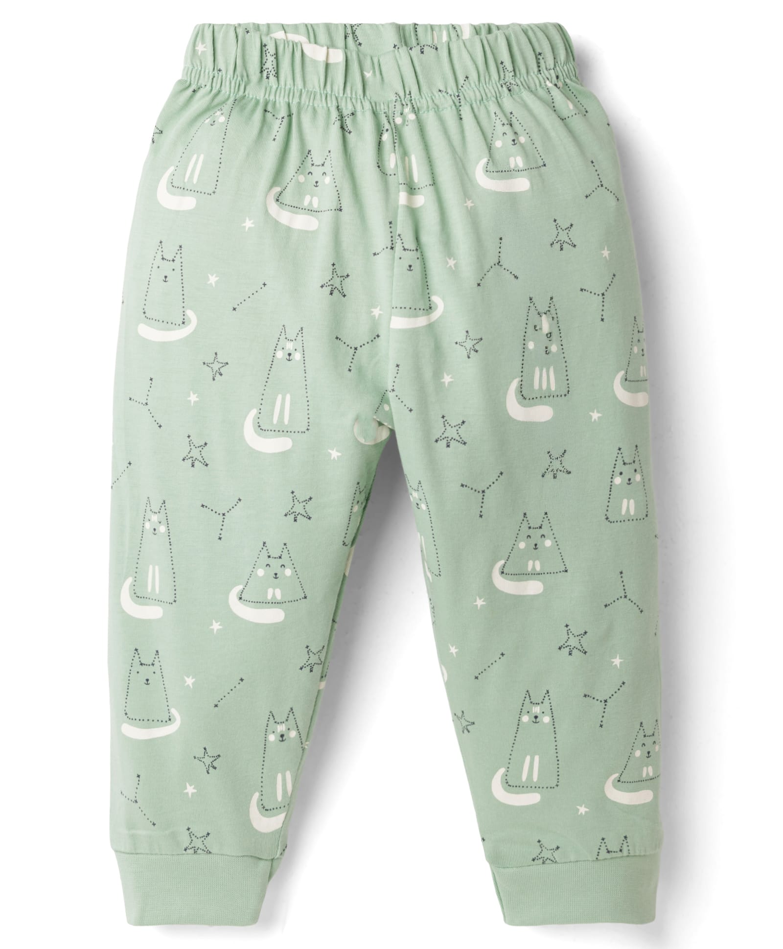 Ollypop Sinker Knit Full Length Cat Printed Lounge Pant - Light Green-image-23