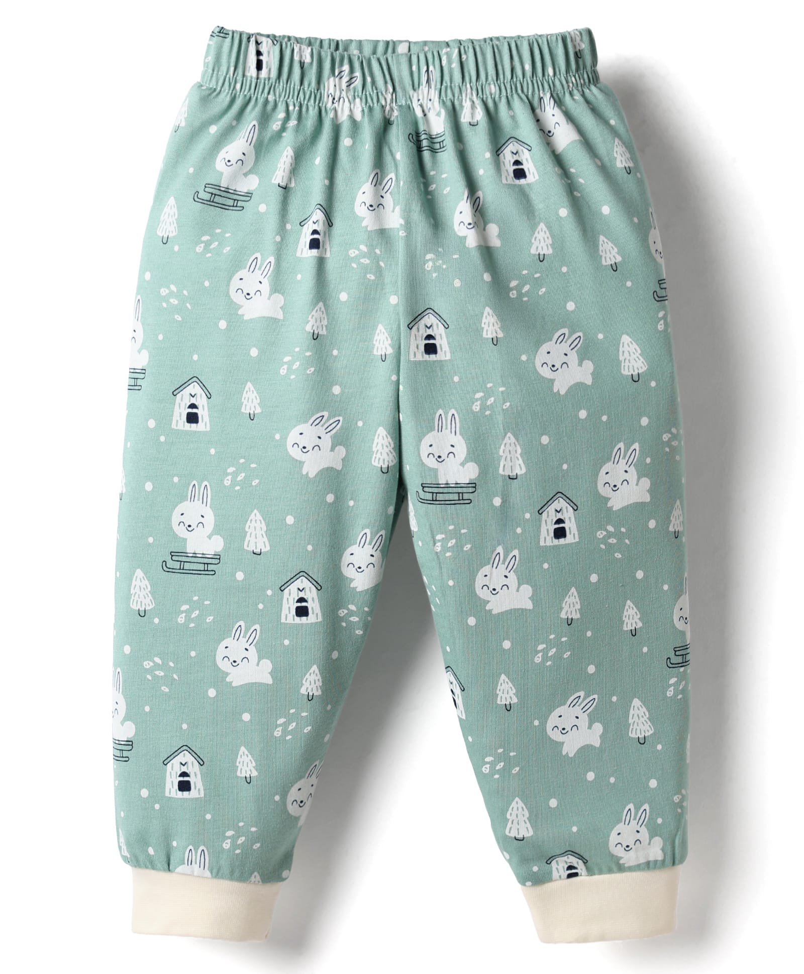 Ollypop Sinker Knit Full Length Animal Printed Lounge Pant - Light Green-picture-14