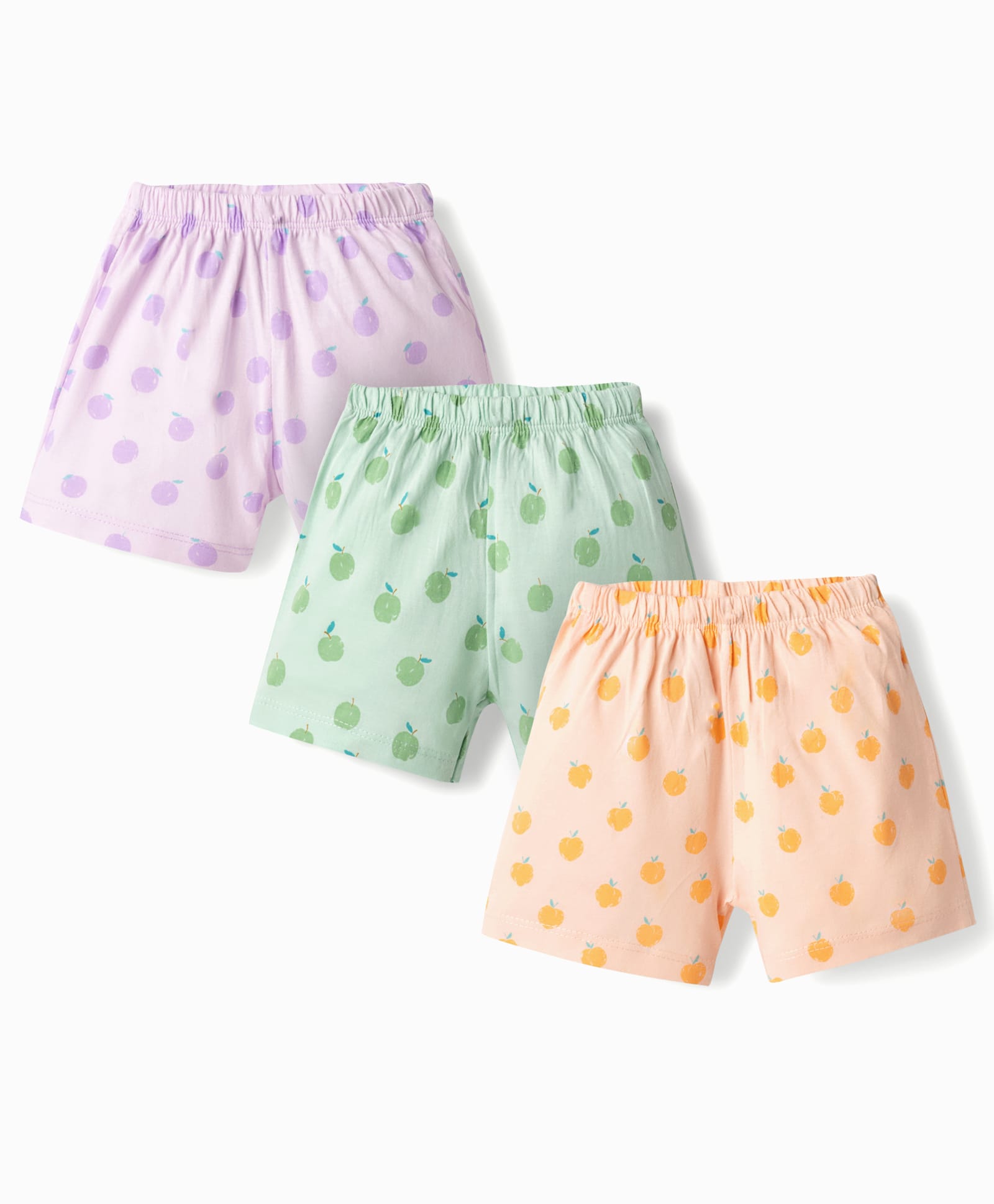 Simply Sinker Knit Knee Length Tropical Theme Printed Shorts Pack Of 3 - Lavender Peach & Sea Green-picture-27