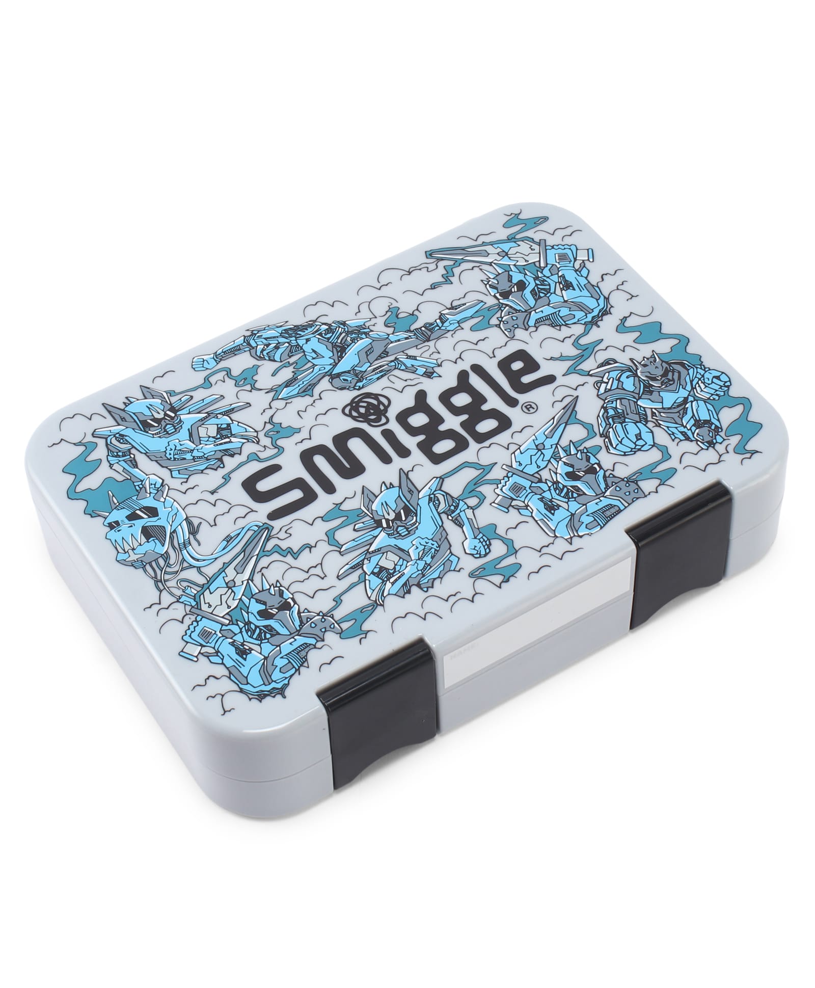 Smiggle Bento MED Happy Realm Lunch Box 4 Compartment Leak-Proof Food Container- Grey-picture-24