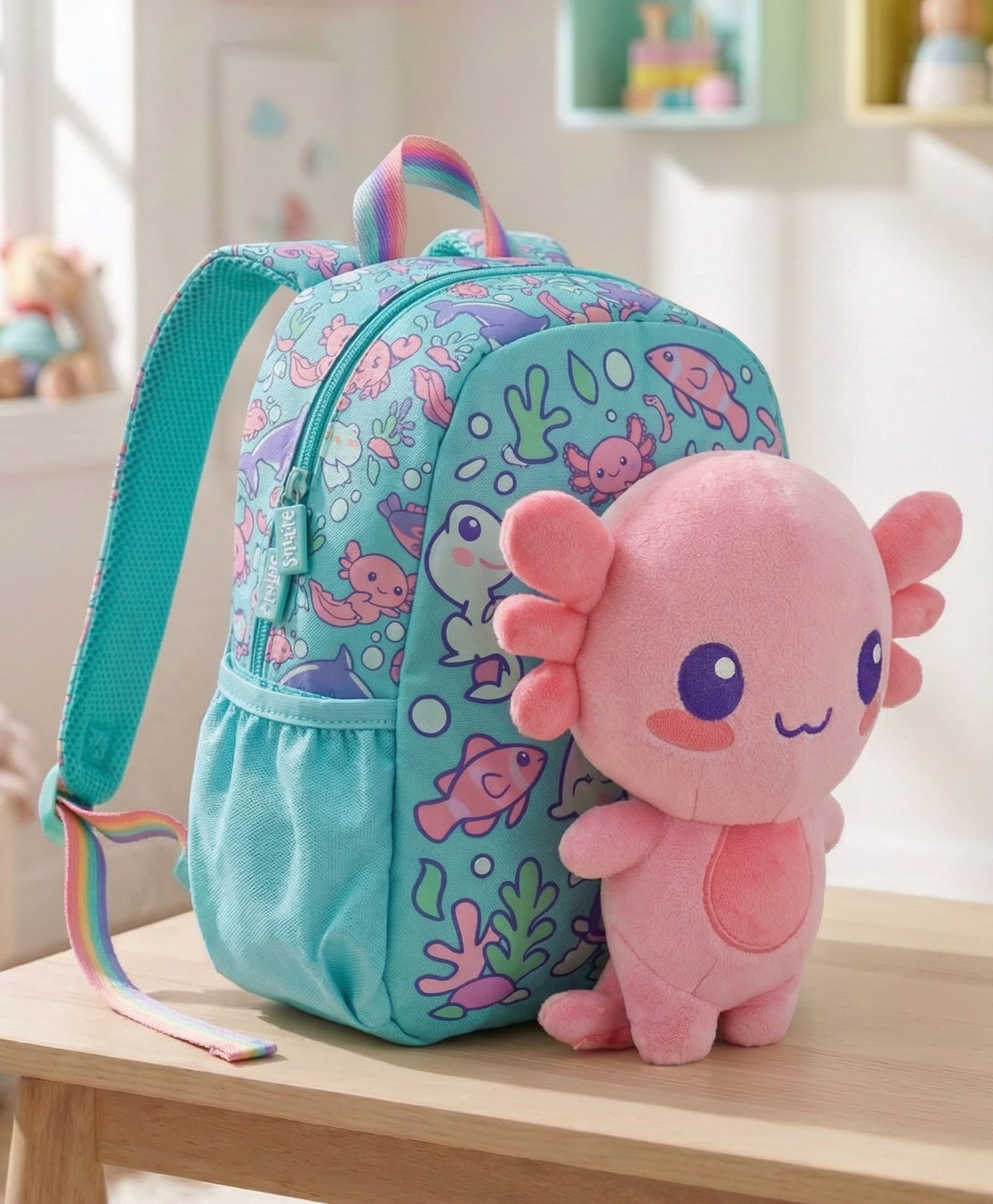 Smiggle 10 Inches L'Jour Aqua Plush Backpack - Aqua Blue-picture-16