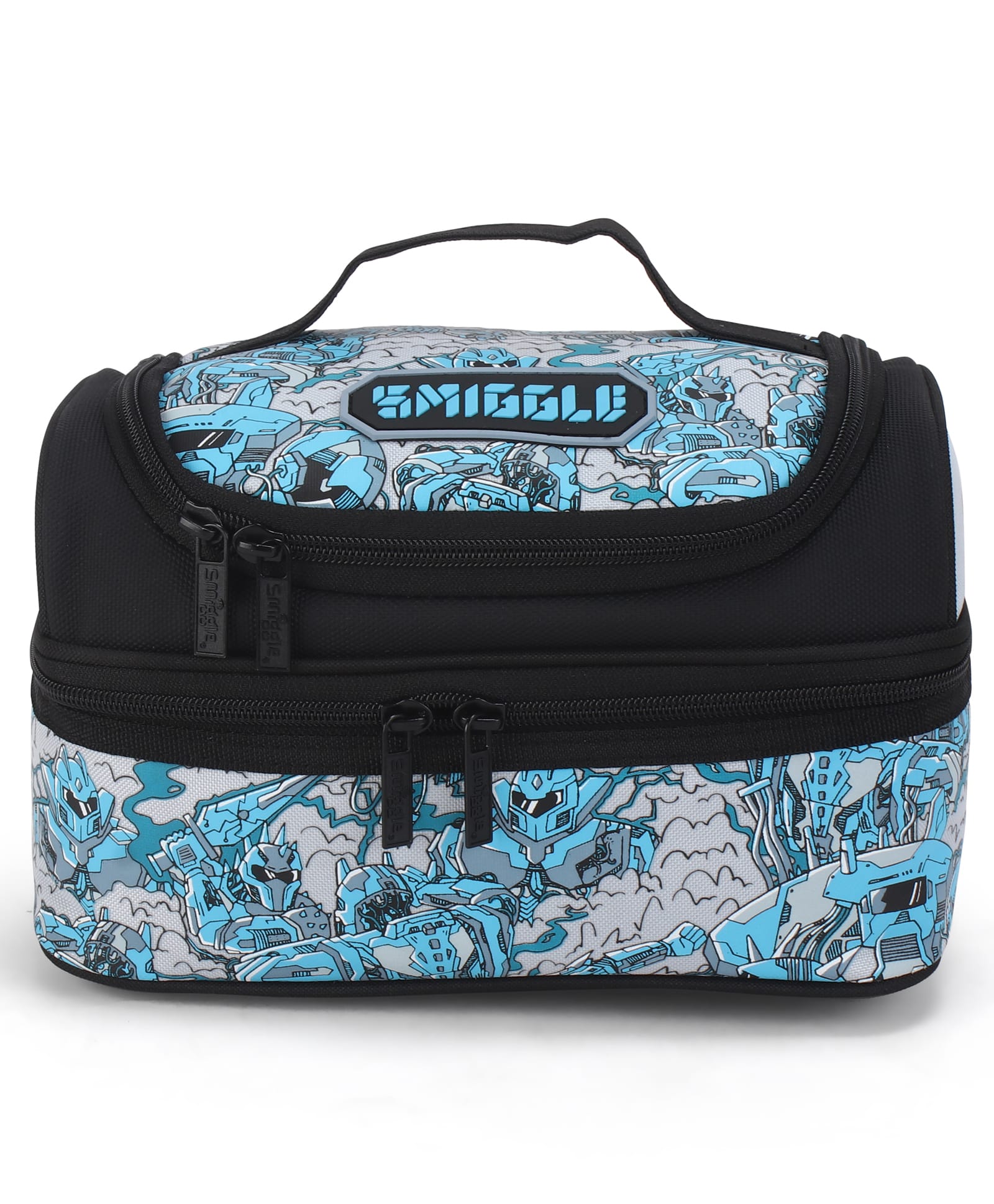 Smiggle Printed Double Deck Lunch Box Bag - Grey-image-45