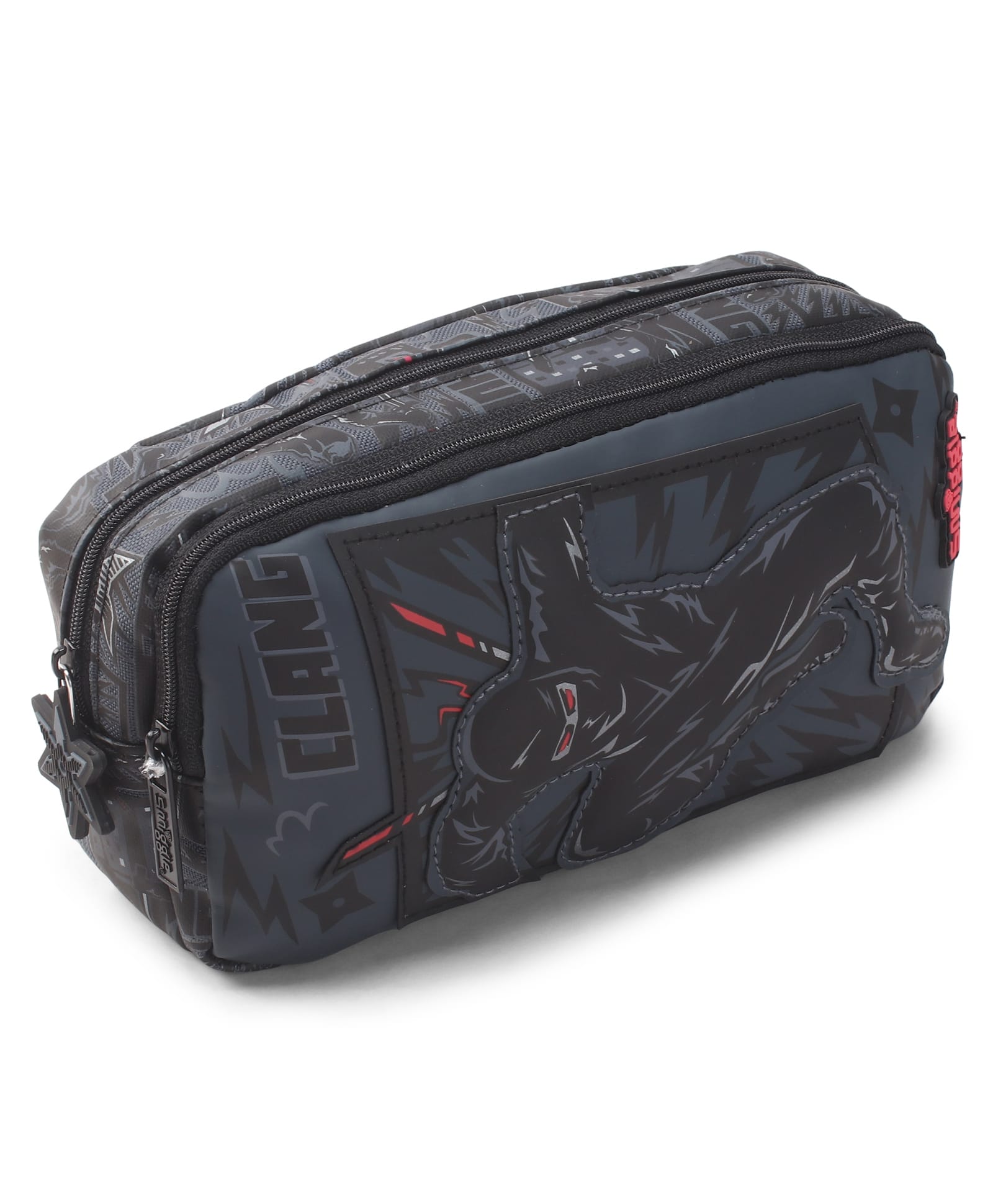 Smiggle Pocket Realm Pencil Case - Black & Grey-picture-9