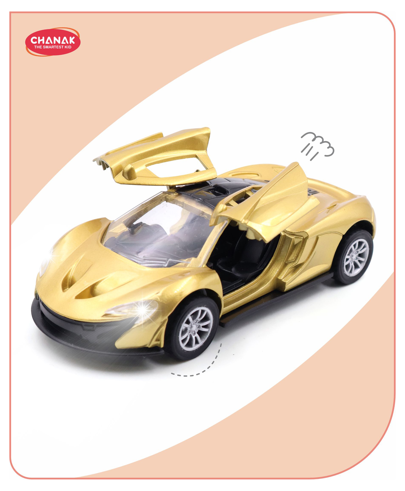 Aditi Toys Premium Metal Die-Cast Sports Racer Car, Metal Car with Realistic Engine Sound, LED Lights, Open & Close Doors, Pull Back Car Zinc Alloy for Kids, BIS Approved - Gold-picture-26