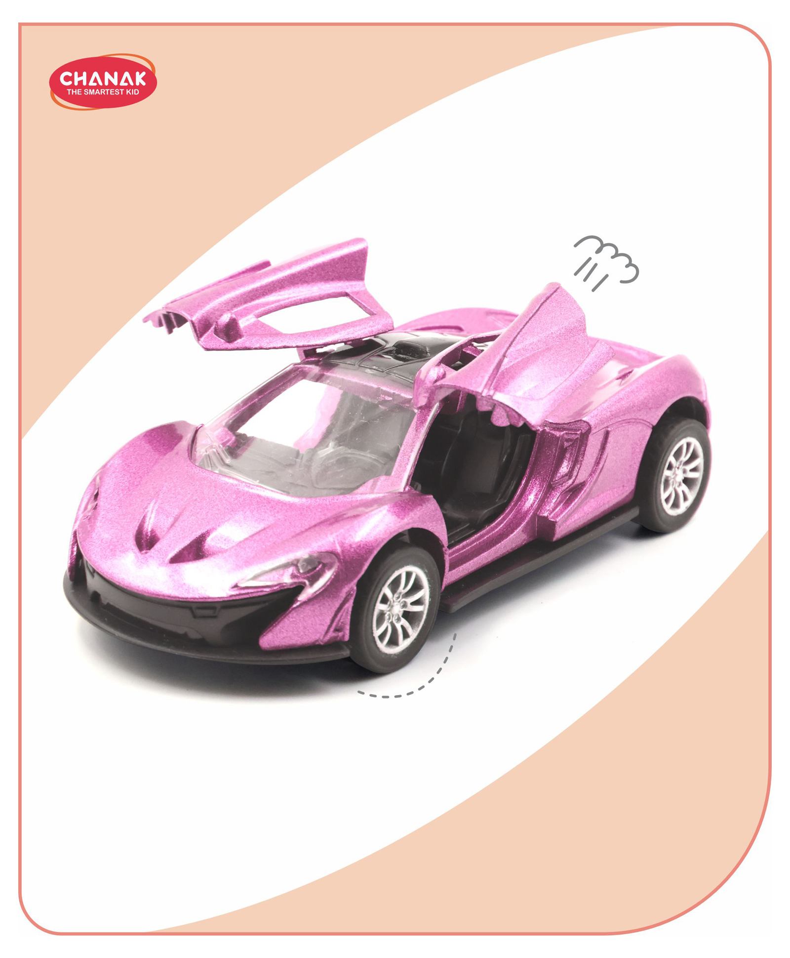 Aditi Toys Premium Metal Die-Cast Sports Racer Car, Metal Car with Realistic Engine Sound, LED Lights, Open & Close Doors, Pull Back Car Zinc Alloy for Kids, BIS Approved - Pink-picture-17