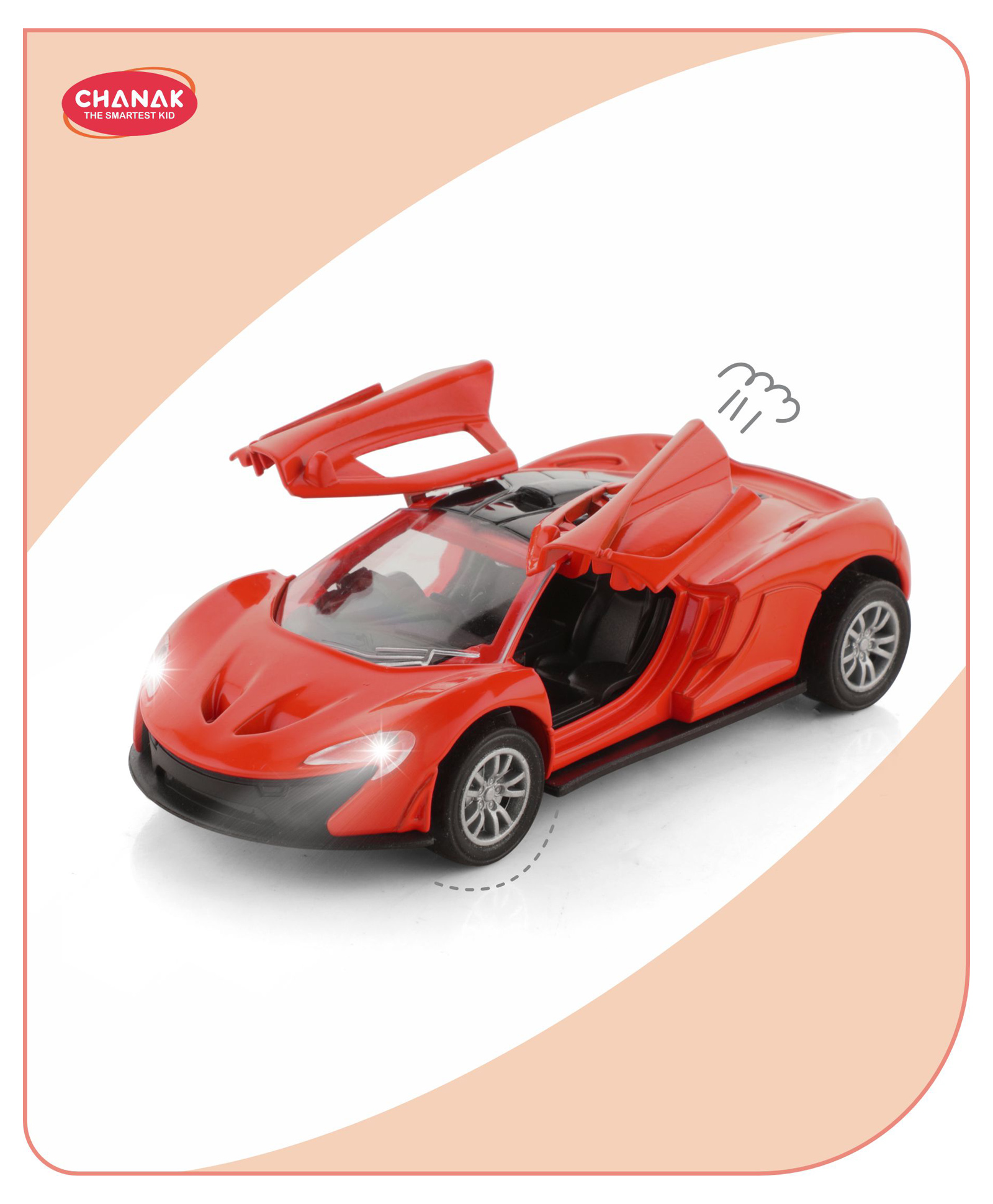 Aditi Toys Premium Metal Die-Cast Sports Racer Car, Metal Car with Realistic Engine Sound, LED Lights, Open & Close Doors, Pull Back Car Zinc Alloy for Kids, BIS Approved - Red-picture-22