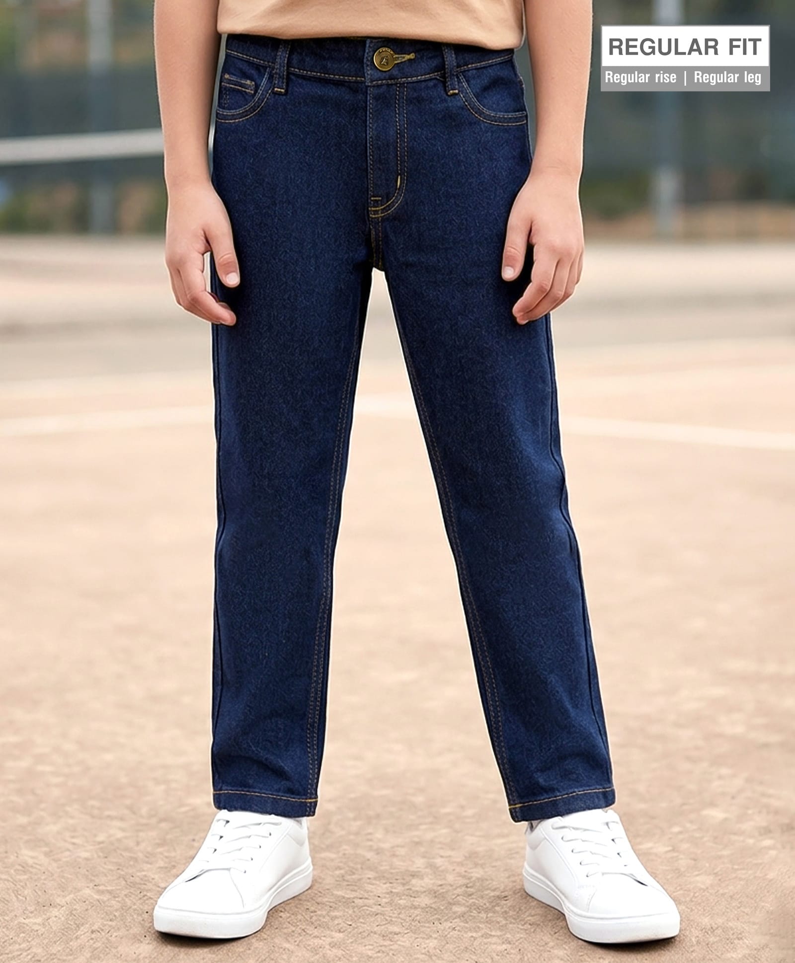 Pine Kids Woven Full Length Washed Denim Jeans - Navy Blue-picture-22