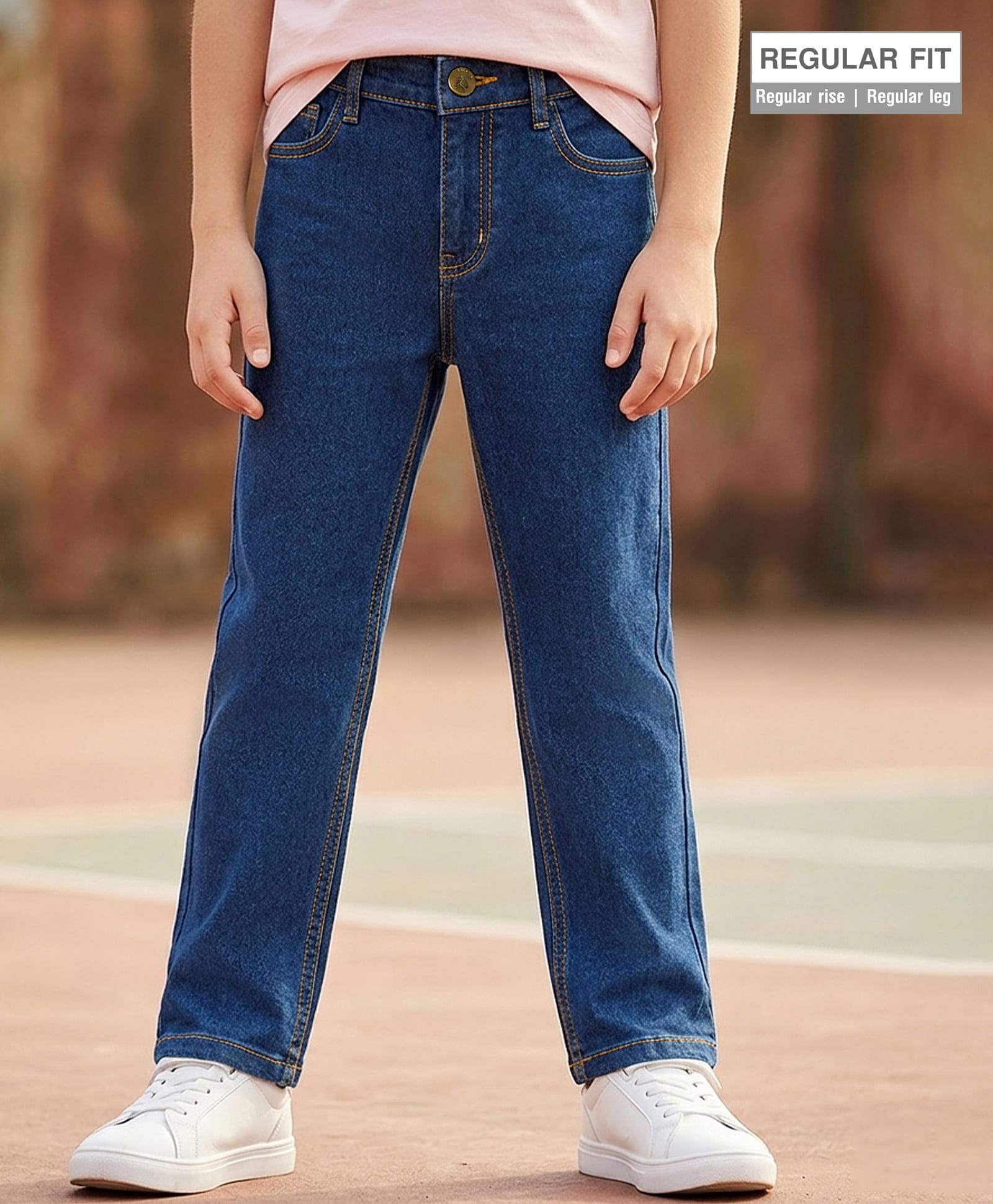 Pine Kids Woven Full Length Washed Denim Jeans - Blue-picture-18