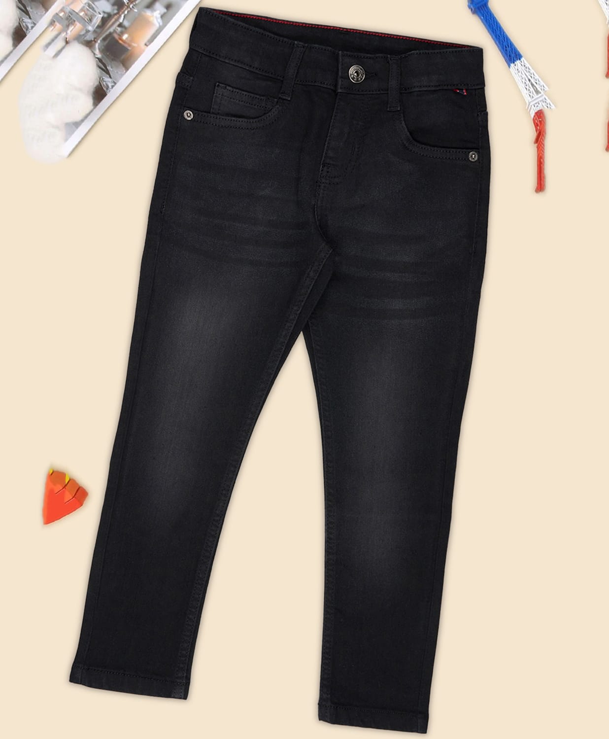 Pantaloons Junior Woven Mild Washed Jeans - Black-picture-15