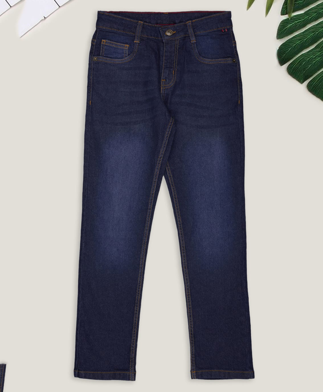 Pantaloons Junior Woven Mild Washed Jeans - Navy Blue-picture-18